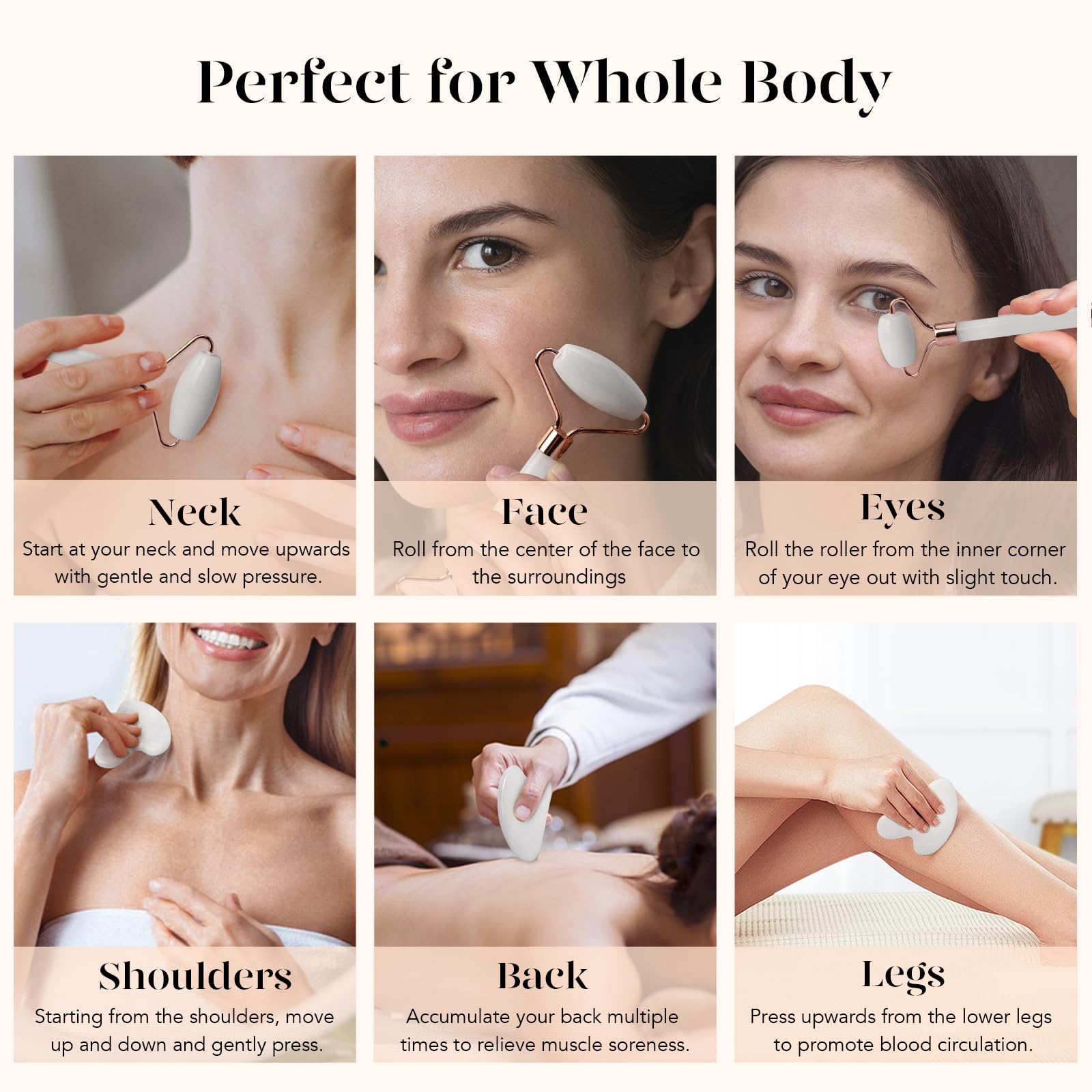 BAIMEI IcyMe Jade Roller & Gua Sha Facial Tool Set for Face Depuffing