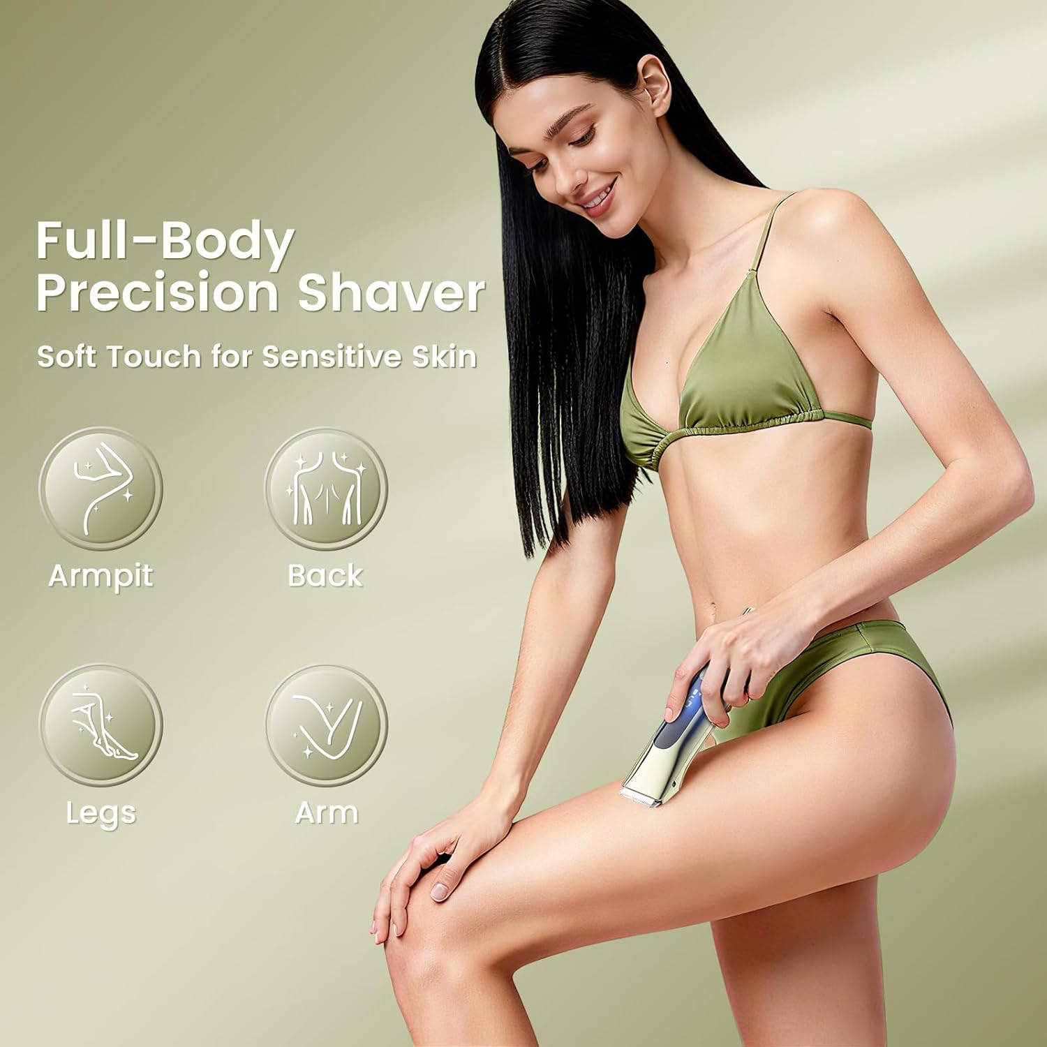 Lmpil 2-in-1 electric bikini trimmer for women with dual heads and ceramic blades, suitable for gentle hair removal.