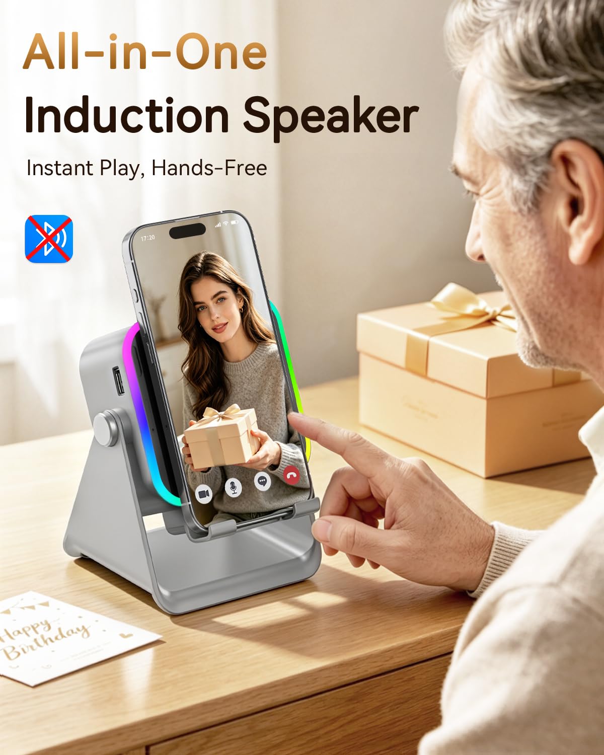 Gifts for Men Tech Gadgets Wireless Induction Speaker with - MILOUZ Official Imagery - 6