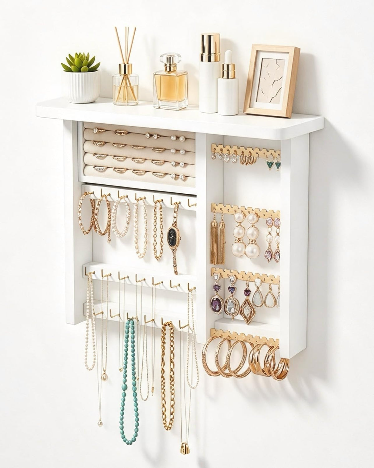 Lolalet Hanging Jewelry Organzier Wall Mounted Wooden - Lolalet Official Imagery - 7