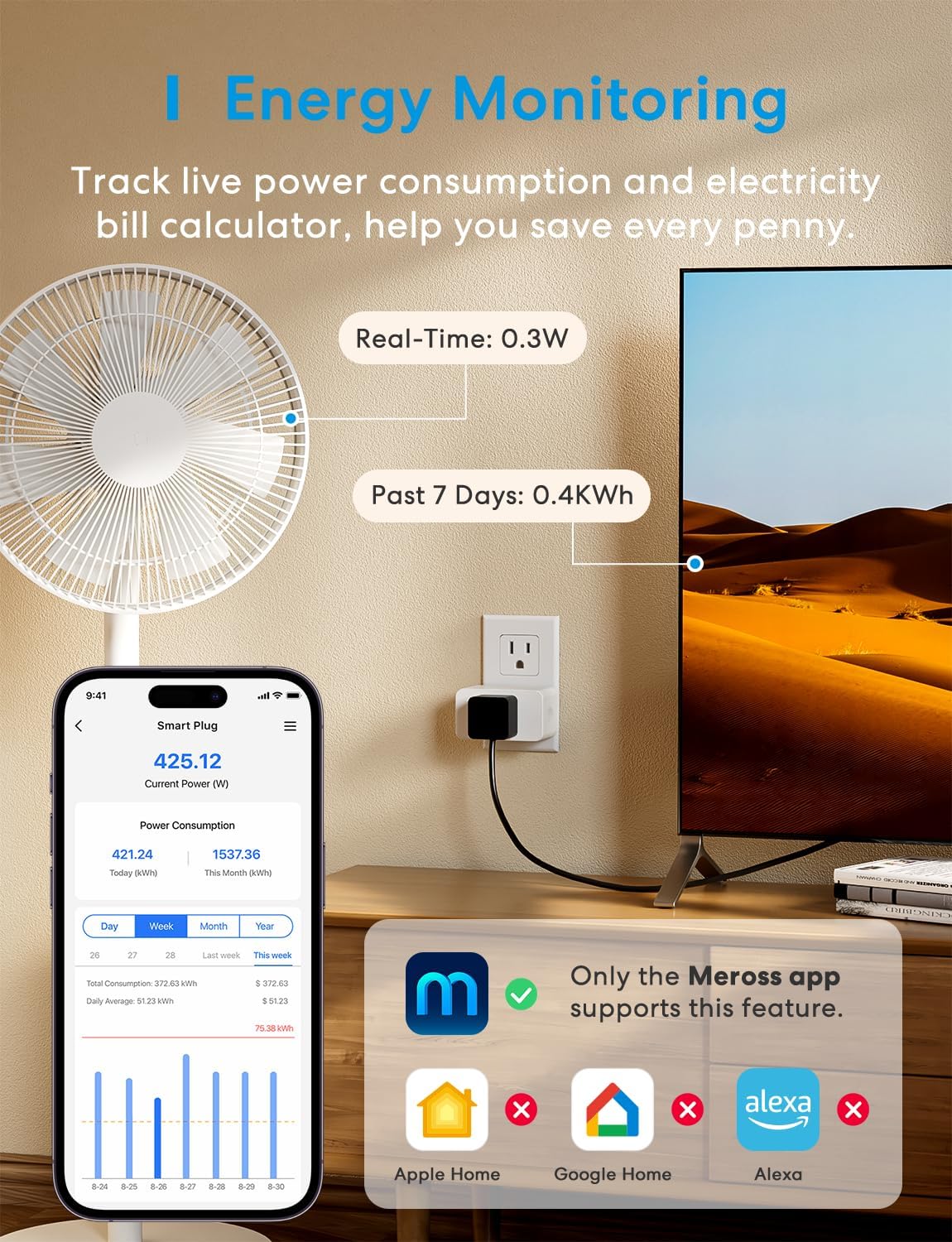 meross Matter Smart Plug Energy Monitoring Standby Killer - meross Official Imagery - 4