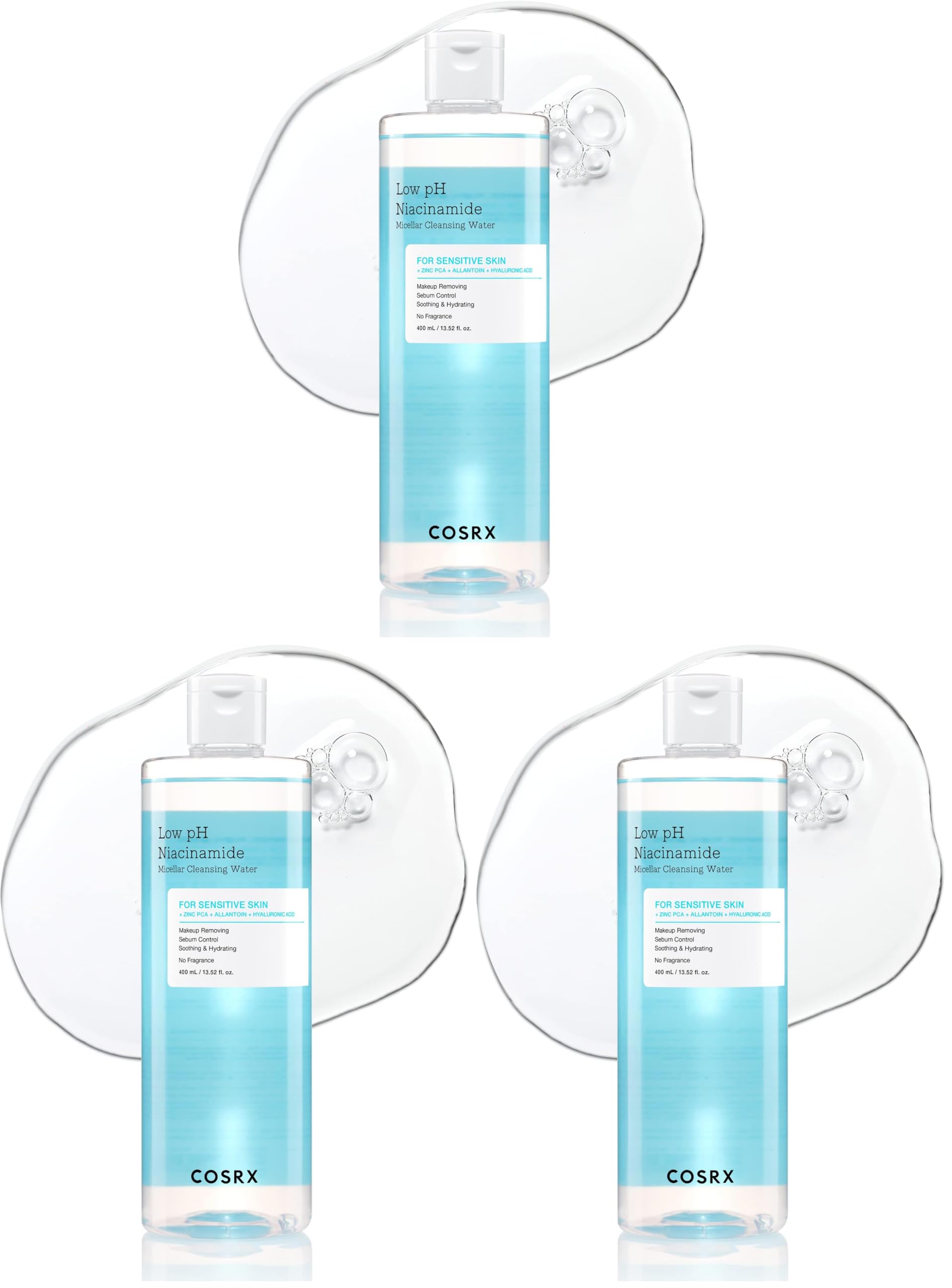 COSRX Low pH Niacinamide Cleansing Water for Sensitive Skin, - COSRX