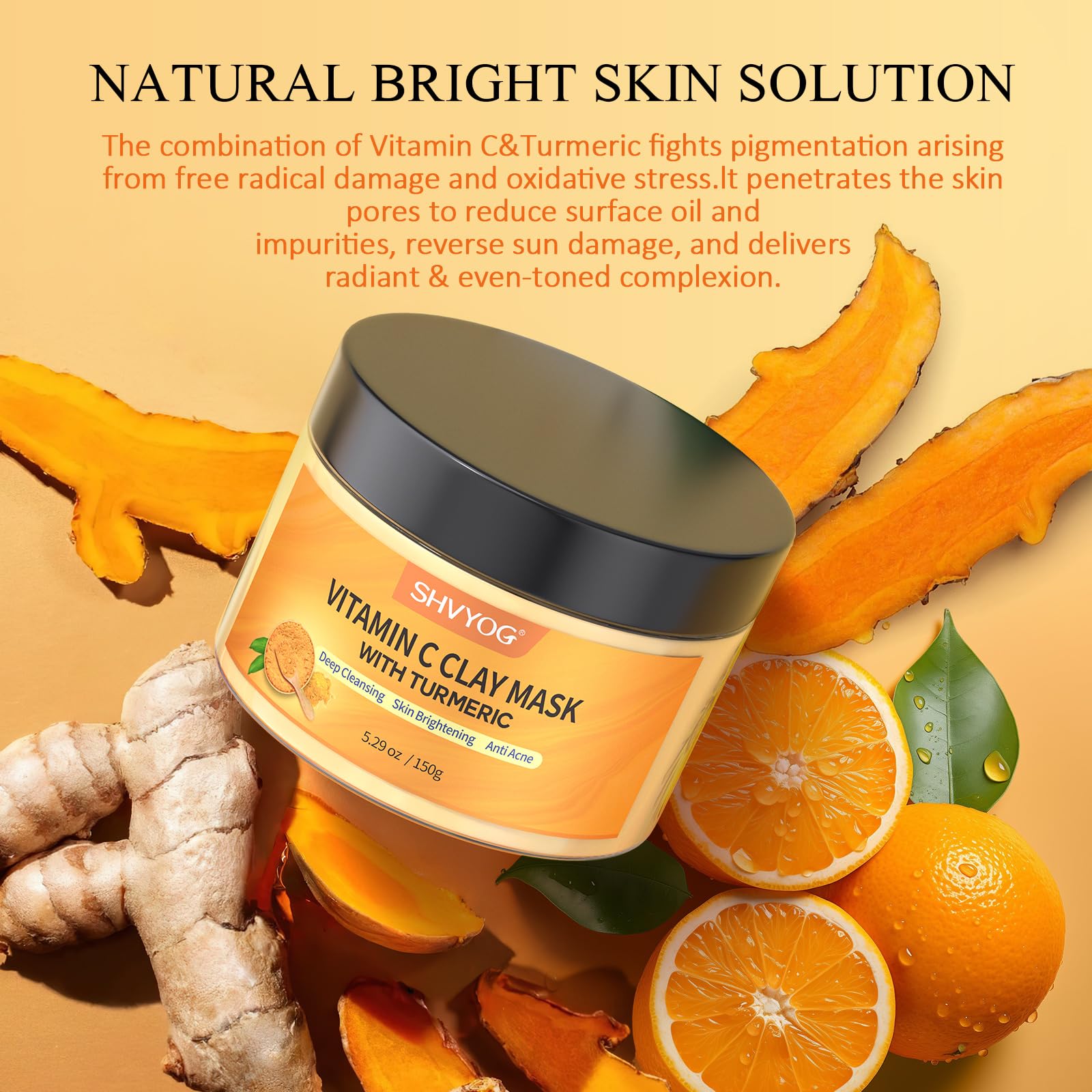 SHVYOG Turmeric Vitamin C Clay Mask with Kaolin Clay for Dull - SHVYOG