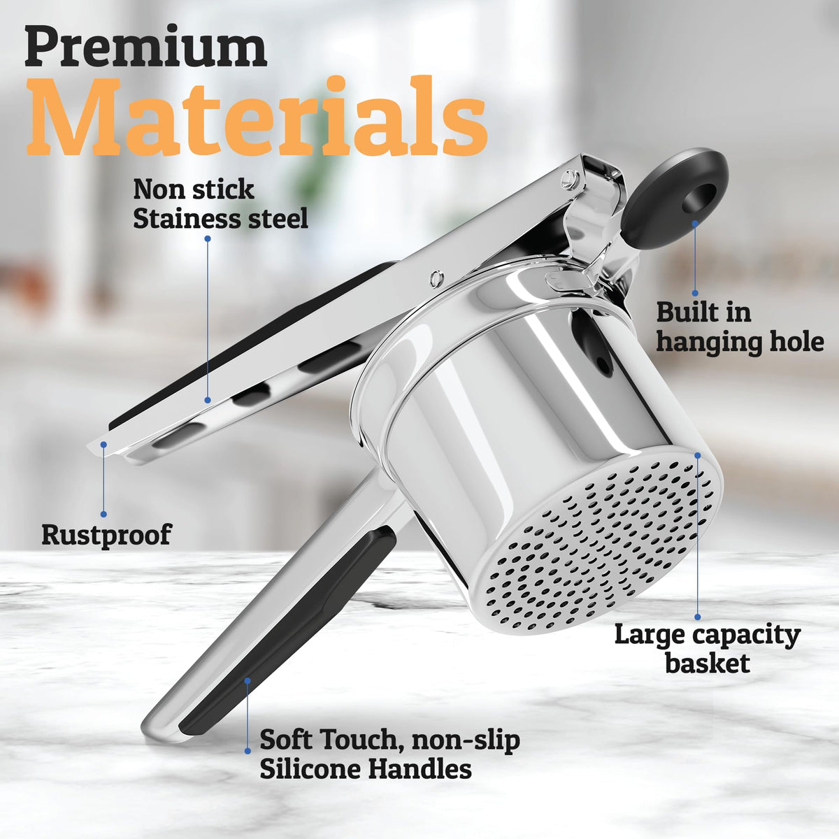 PriorityChef Large 15oz Potato Ricer Heavy Duty Stainless - Priority Chef Official Imagery - 4