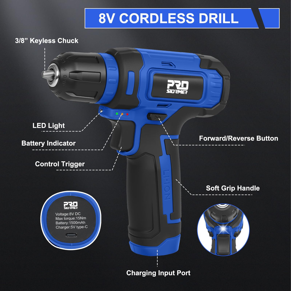 Prostormer 369 Piece Drill Tool Sets Combo Kit Blue - Prostormer Official Imagery - 5