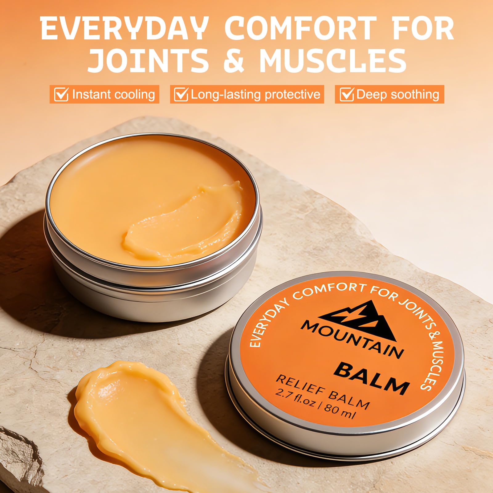 2Pcs Balm, Relief Balm, Fast Absorbing, Non-Greasy Formula, Soothing Gel Cream for Knee, Foot, Back