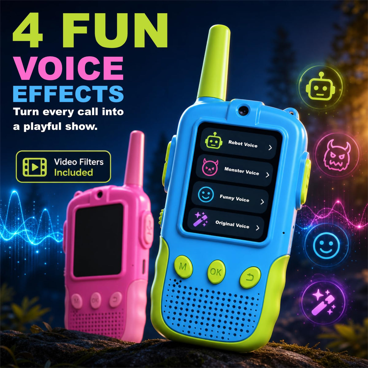 Video Walkie Talkies for Kids Handheld 2 Pack Rechargeable - KYTHOVI Official Imagery - 6
