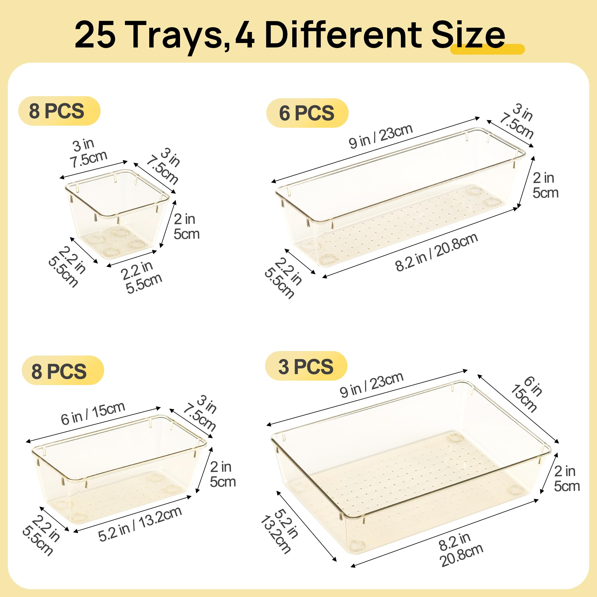 Vtopmart 25 Pack Plastic Drawer Organizers with Non-slip Rubber Pads - Vtopmart Official Product View 2