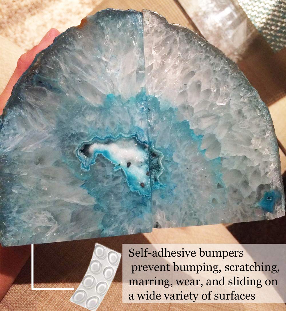 Agate Geode Bookends Heavy Duty Teal Crystal Stone Book - AMOYSTONE Official Imagery - 6