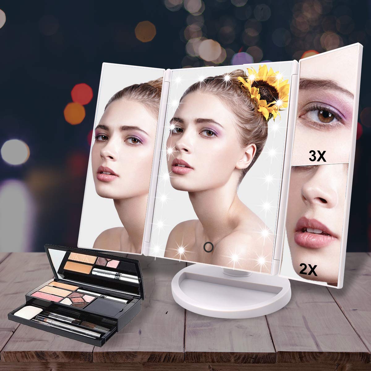 WEILY Makeup Mirror with 21 LED Lights Two Power Supply - WEILY Official Imagery - 3
