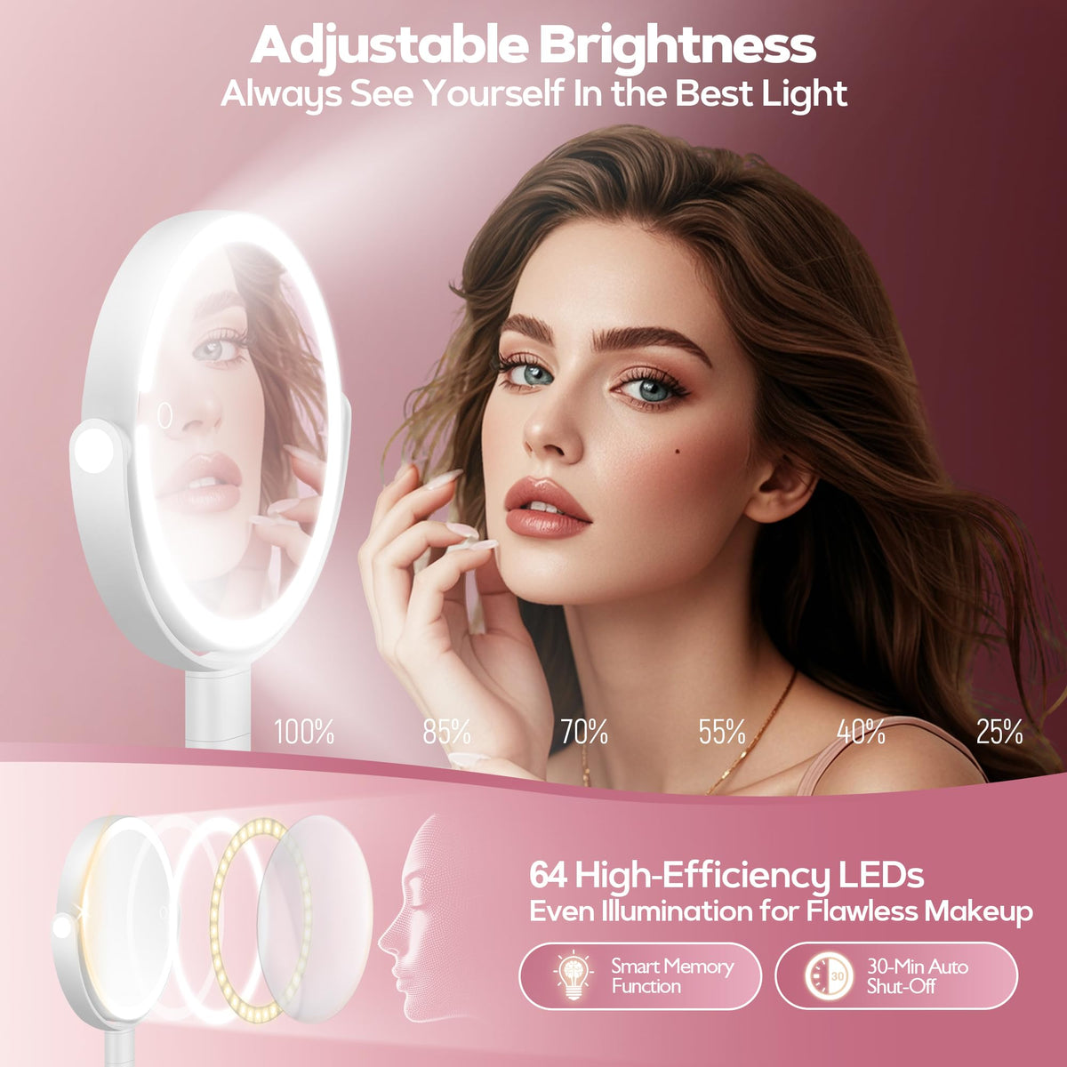 Makeup Mirror with Lights 30X Magnifying Height Adjustable - MOMOKUBA Official Imagery - 6