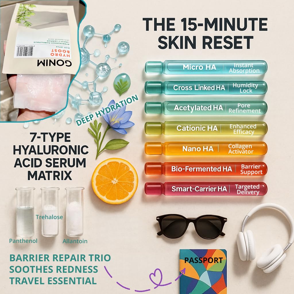 Korean Face Mask, Hydrating Face Mask Sheet with Hyaluronic Acid - GONIM