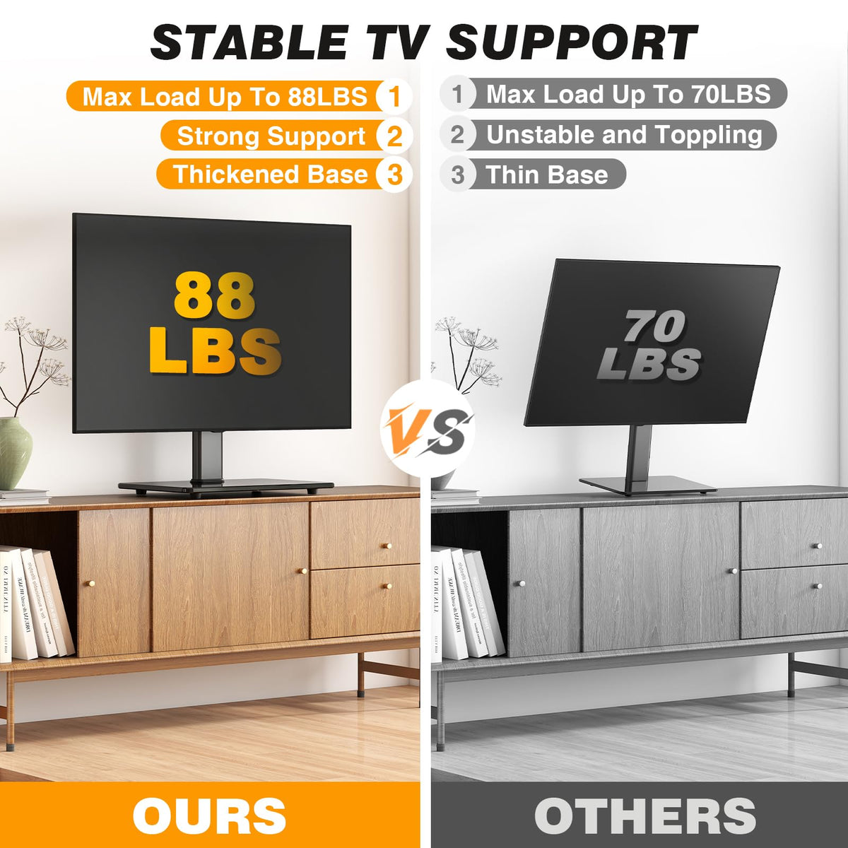 Universal Swivel TV Stand for 27 60 inch Curved Flat Screen - 5Rcom Official Imagery - 5