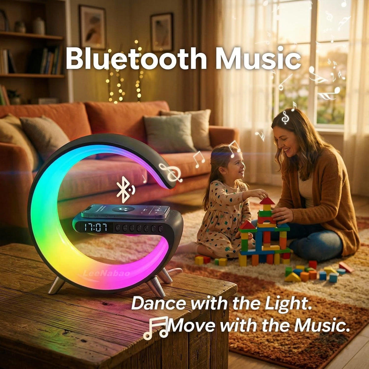 5 in 1 LED Table Lamp with Wireless Charging Bluetooth - LeeNabao Official Imagery - 7