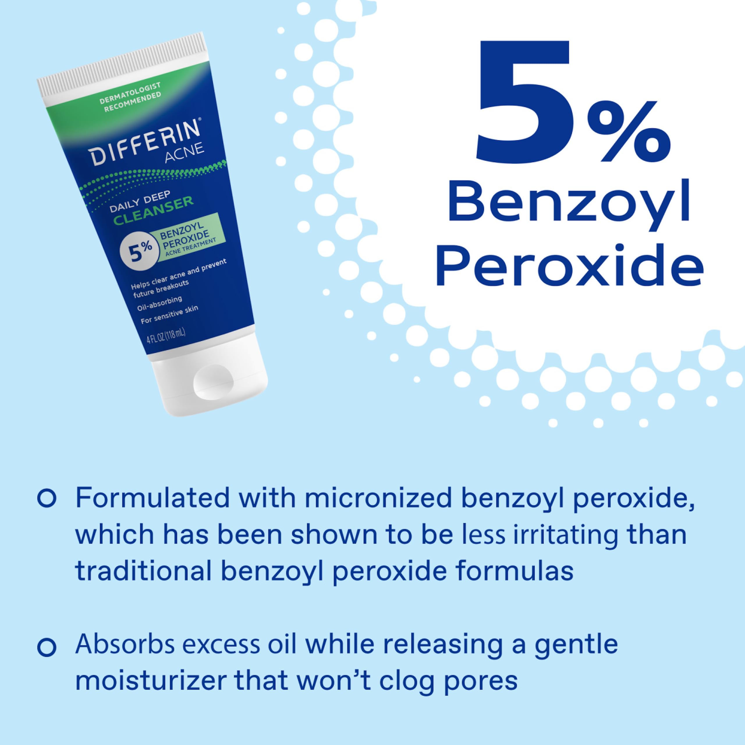 Differin Acne Face Wash, 5% Benzoyl Peroxide Daily Cleanser - Differin Official Product View 5