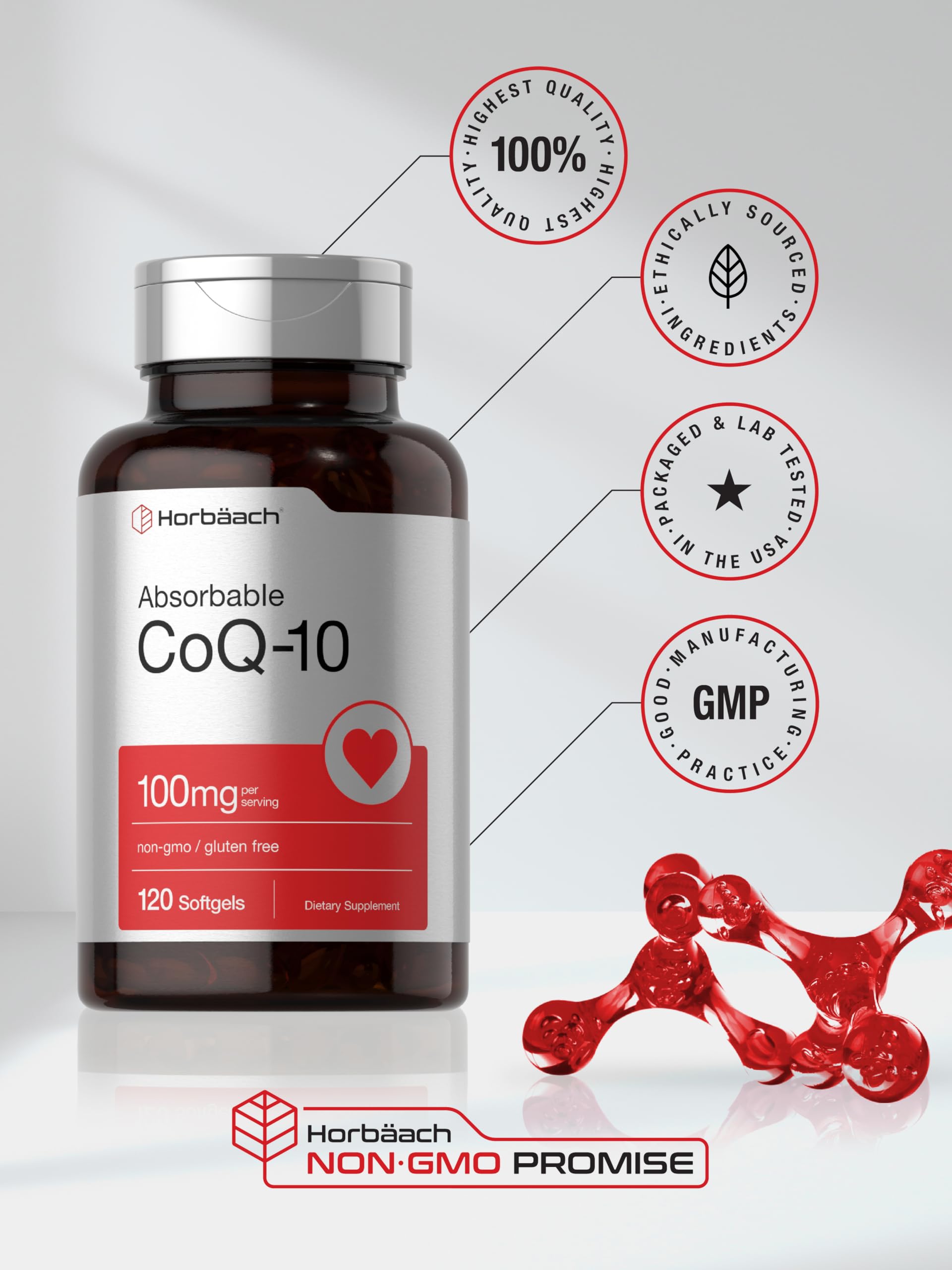 Horbäach CoQ10 100mg Softgels | 120 Count - Horbäach Official Product View 6