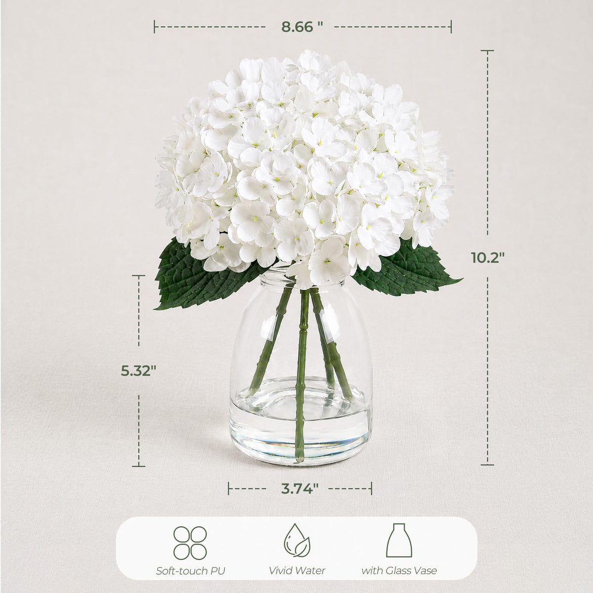 Hydrangea Artificial Flowers in Vase Fake Flowers for Home - FLEURIFI Official Imagery - 3