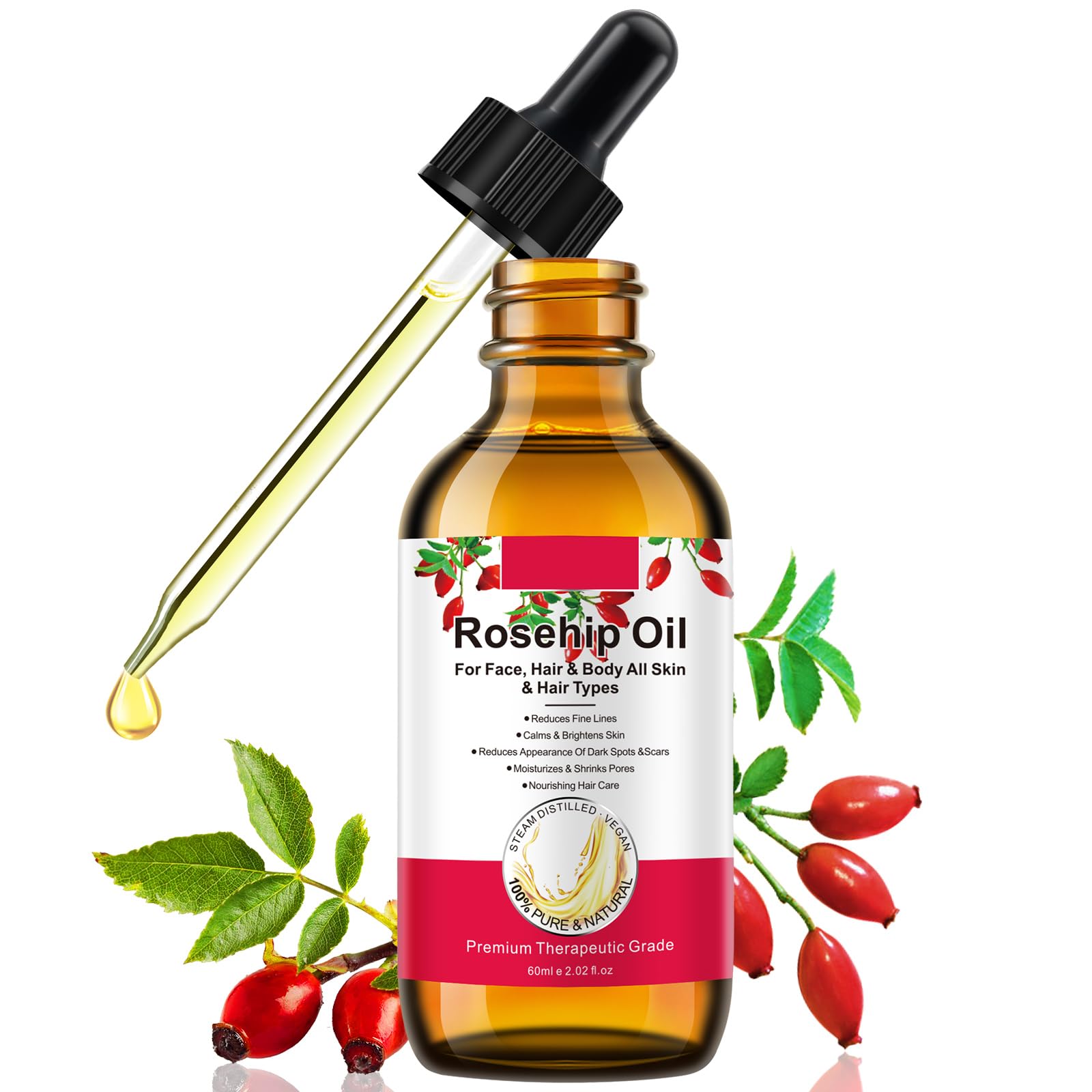 Onznoz Rosehip Oil for Face, Rose Hip Oil Organic Rosehip Seed Oil 100% Pure - Onznoz Official Product View 2