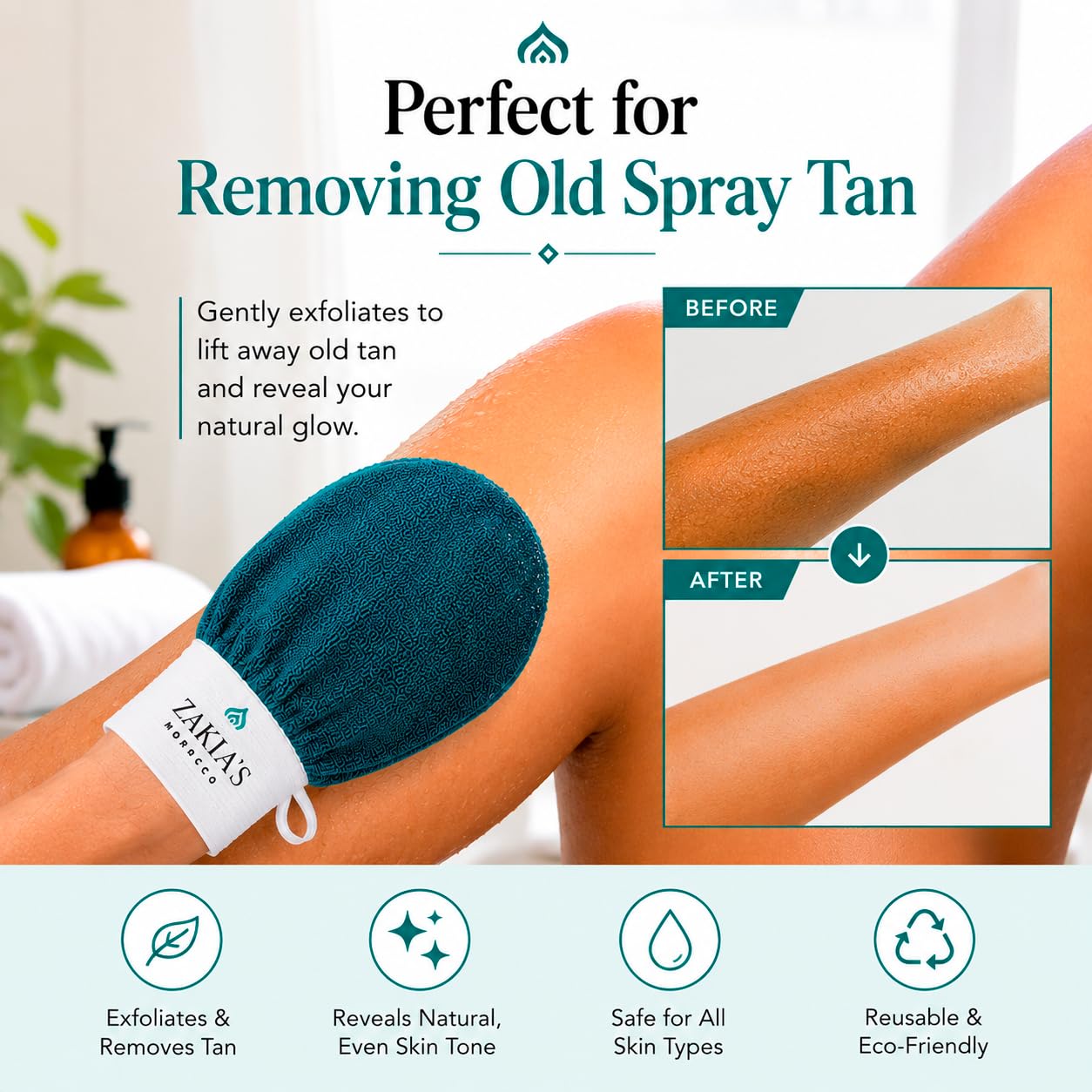 Zakia's Morocco Kessa Exfoliating Mitt – Teal for Radiant Skin - Zakia's Morocco Official Product View 7
