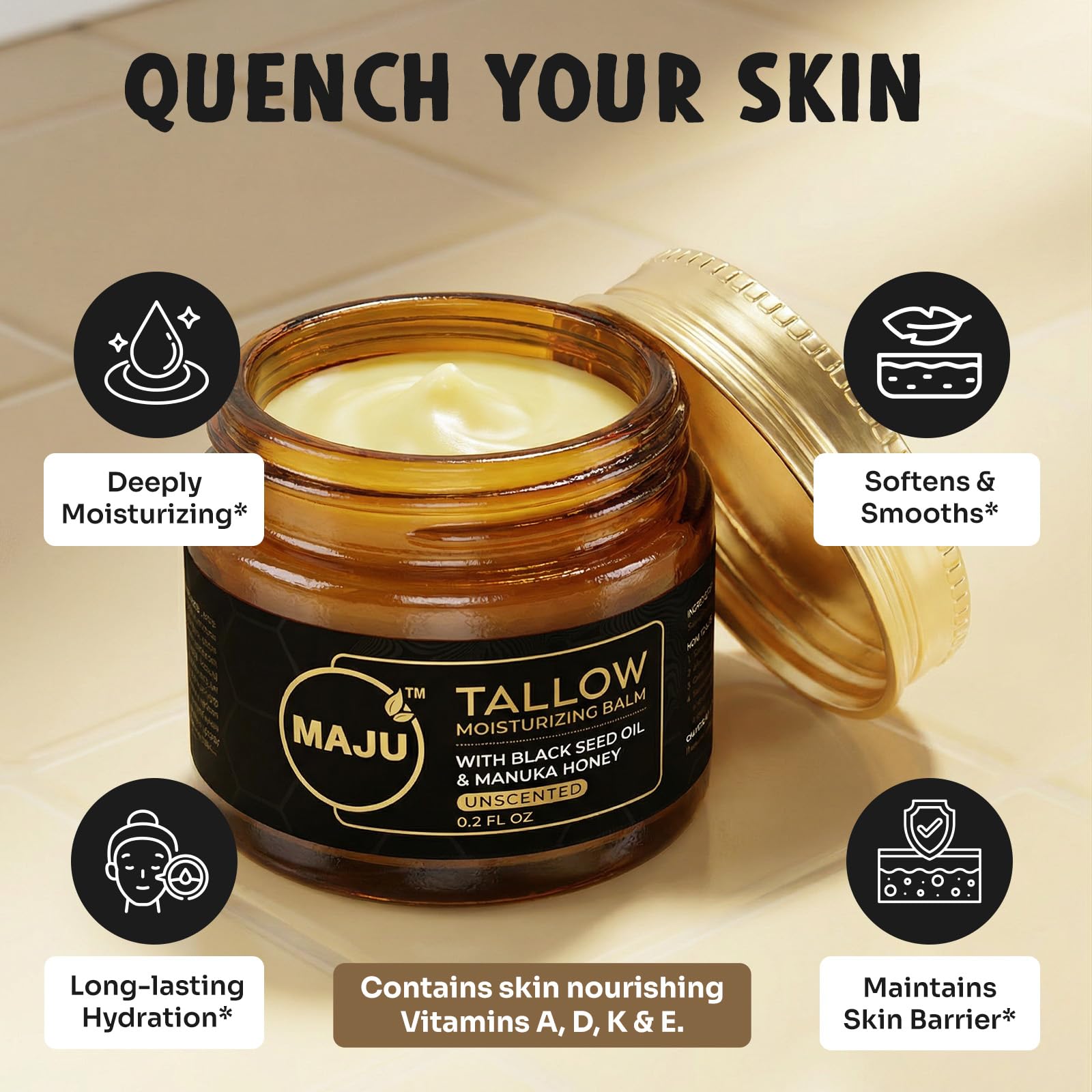 MAJU Beef Tallow Manuka Honey Balm Unscented Grass Fed Beef - Maju Superfoods Official Imagery - 4