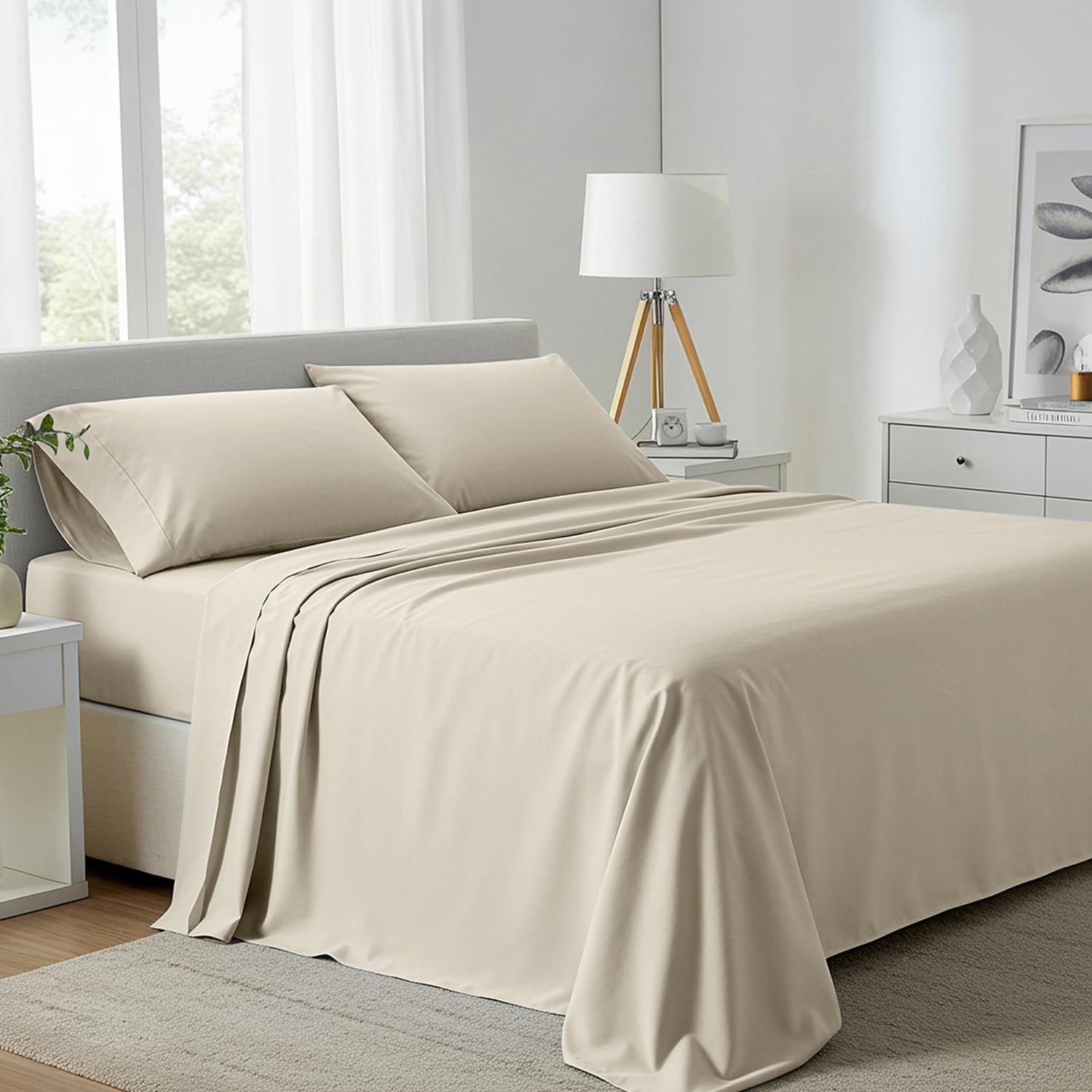 Carressa Linen 100% Egyptian Cotton King Size Sheets Set - 800 - Product Imagery