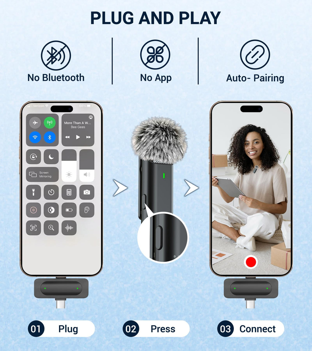 Wireless Lavalier Microphone for iPhone USB C Lav Mic for - EZColoris Official Imagery - 3