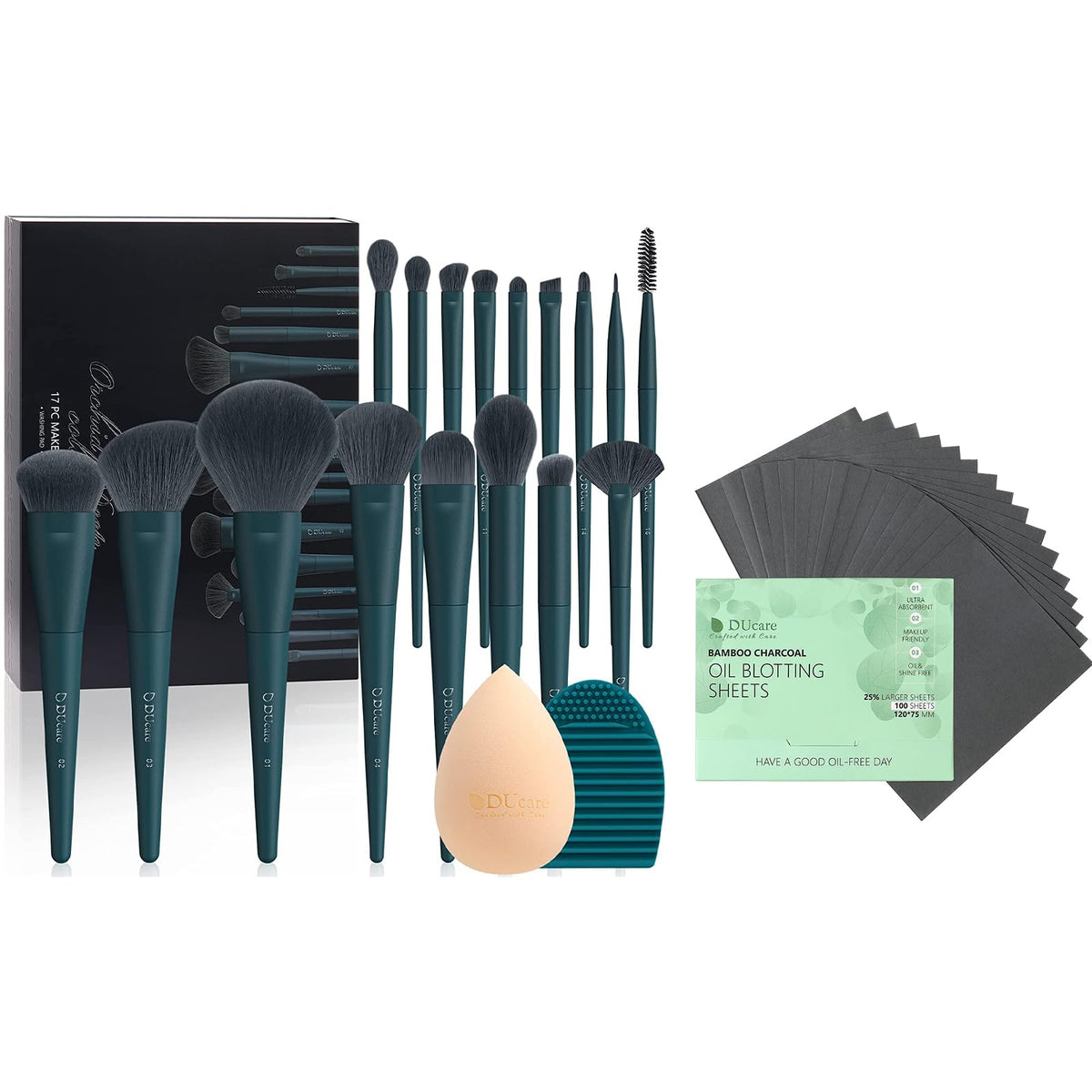 DUcare Makeup Brushes Set 17 Pcs with Brush Cleaning Mat and - DUcare Official Imagery - 2