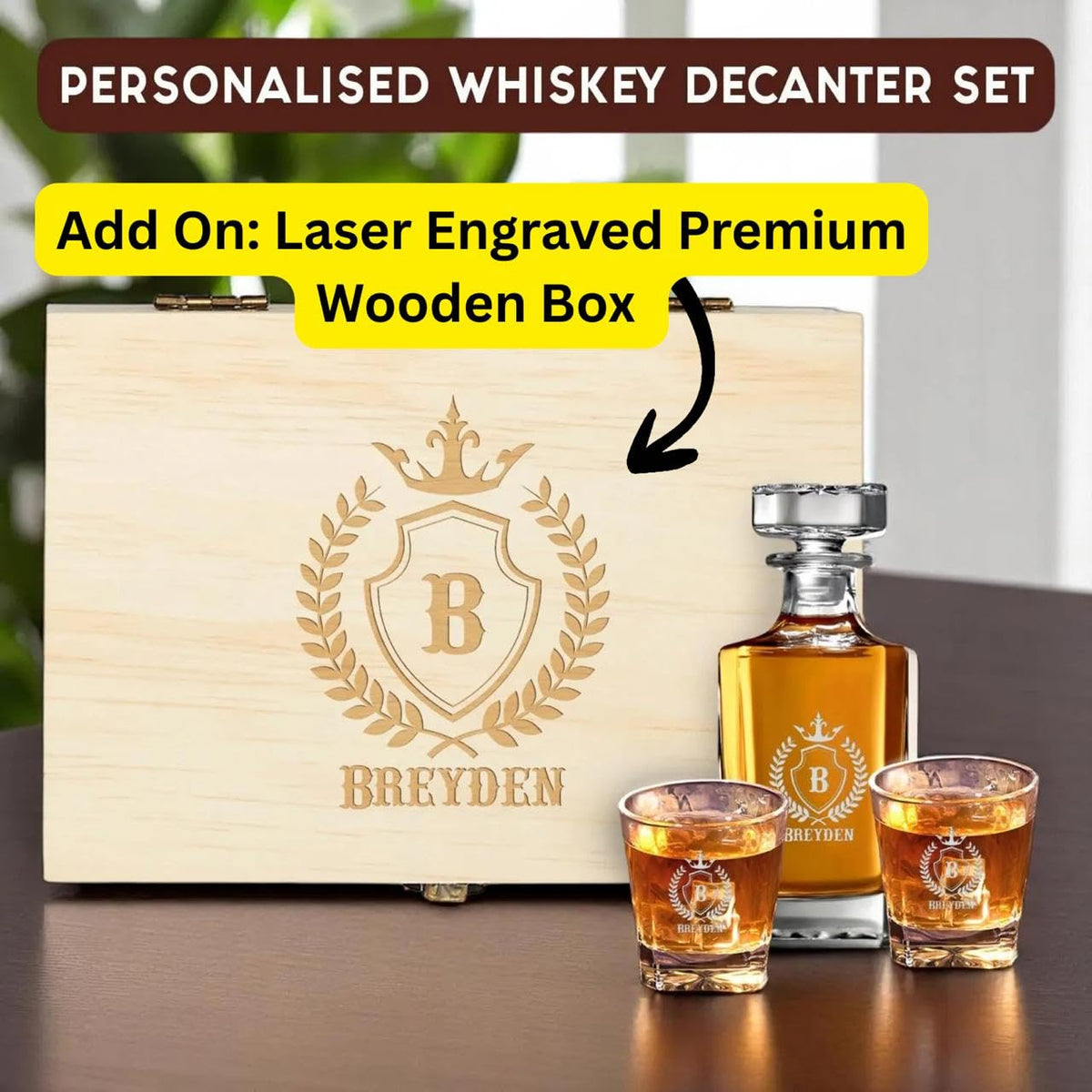 Personalized Square Whiskey Decanter Set 750ml Engraved - ENGRAVE MY MEMORIES Official Imagery - 7