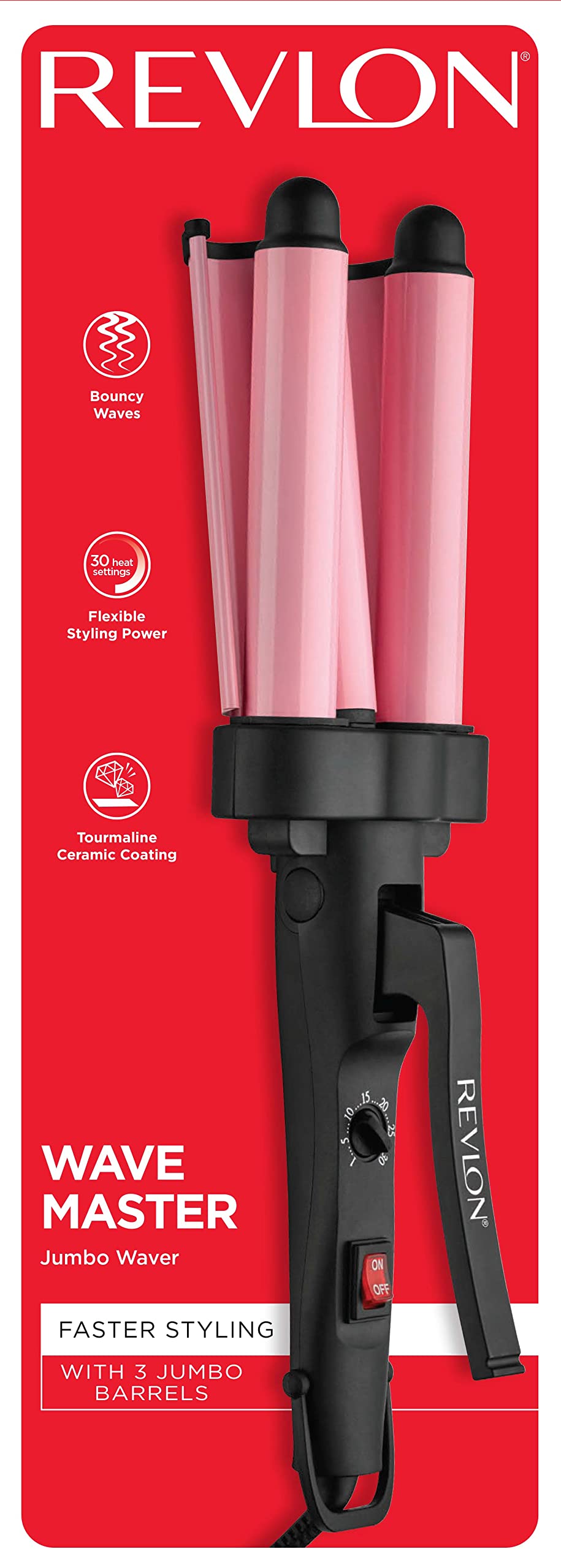 REVLON 3 Barrel Jumbo Hair Waver, Pink