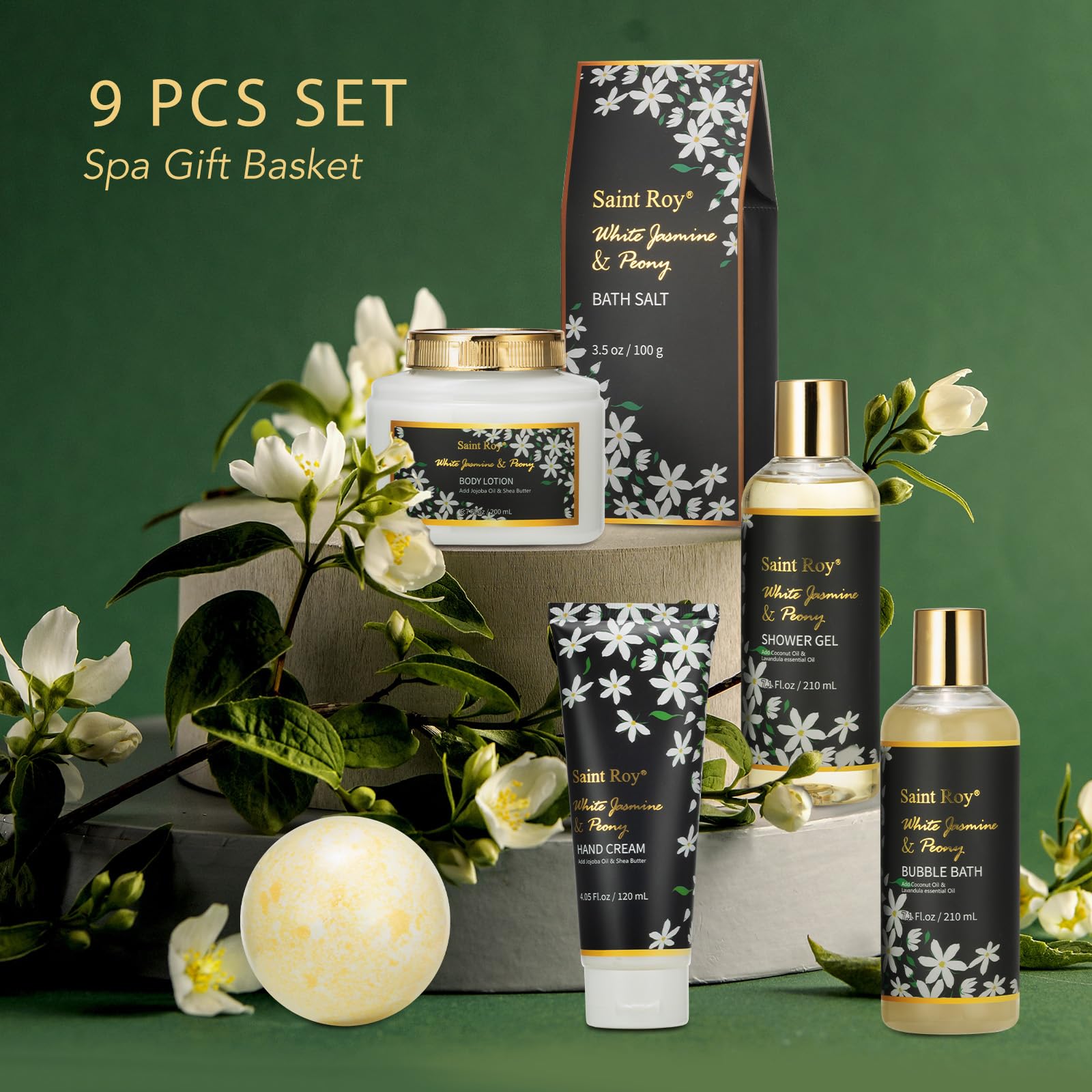 Spa Bath &amp; Body Gifts for Women, Jasmine Peony Spa Gift - Saint Roy