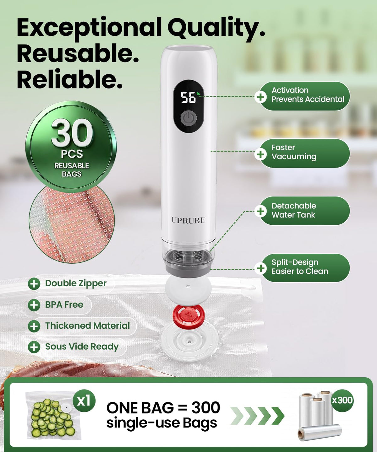 Compact Vacuum Sealer for Food Drainage Tube Wet Food 30 - UPRUBE Official Imagery - 7