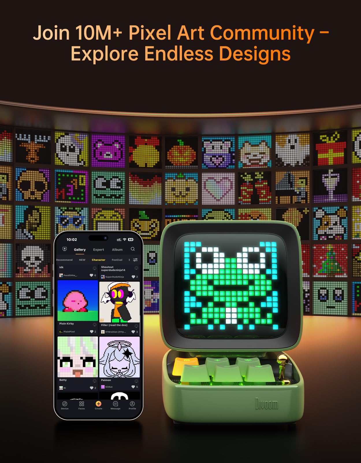 Divoom Ditoo Pro Retro Pixel Art Game Bluetooth Speaker with 16X16 LED App Contr - Divoom Official Product View 5