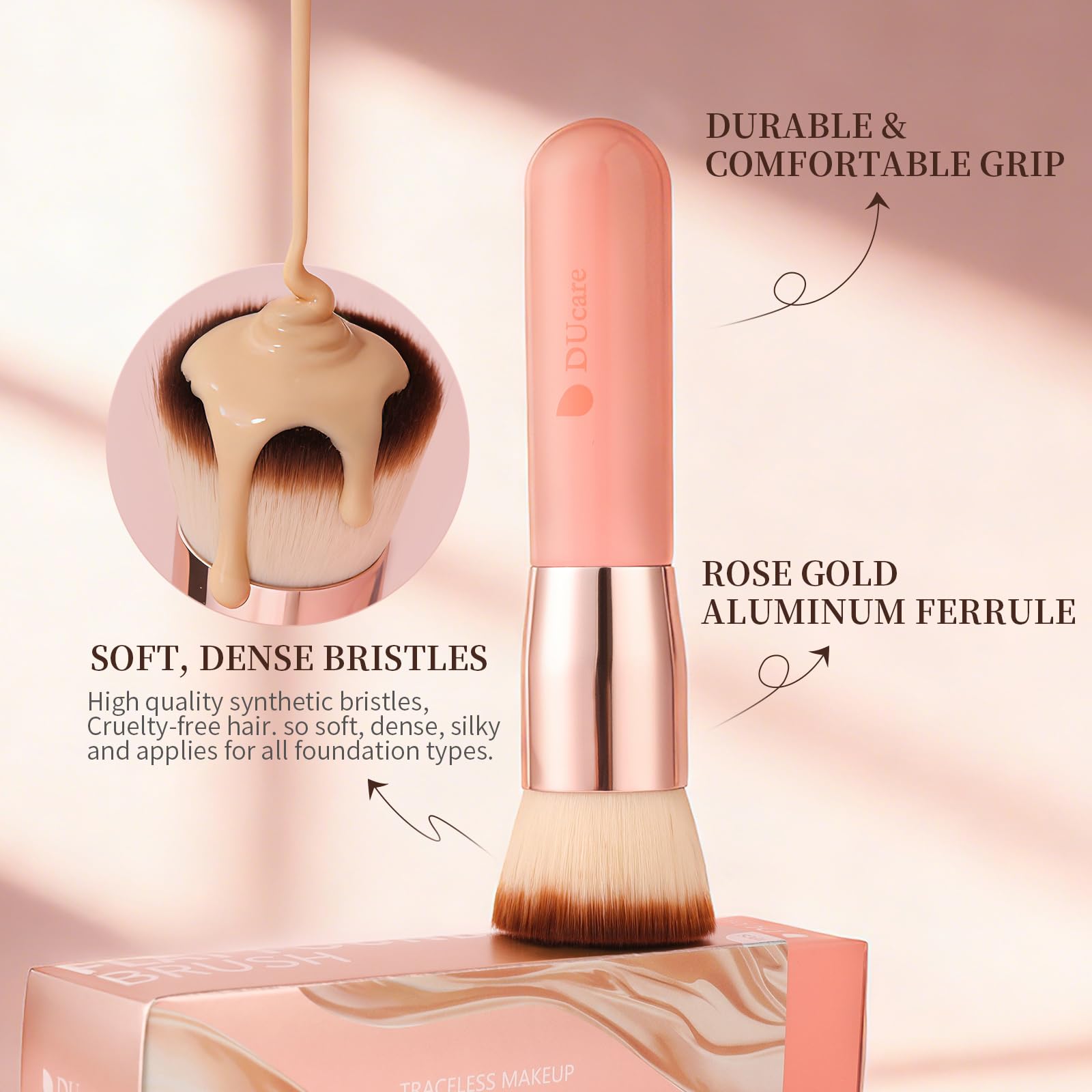 DUcare Foundation Brush for Liquid Makeup,Flat Top Kabuki Foundation B - View 4
