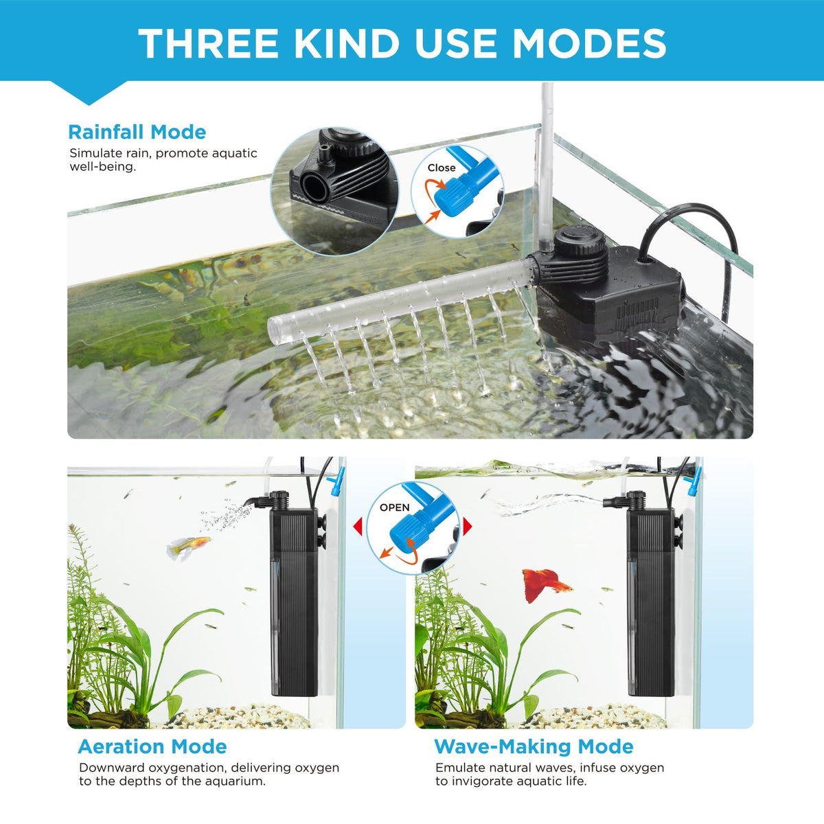Internal Fish Tank Filter 12W Adjustable Water Flow - Weipro Official Imagery - 4