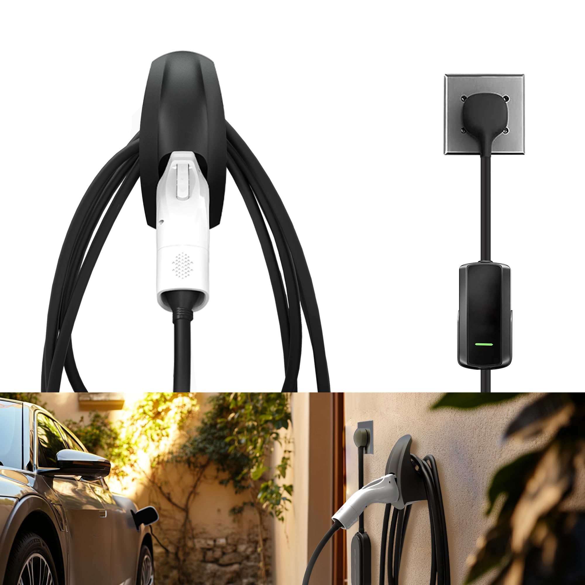 SEVEN SPARTA Charging Cable Holder Wall Mount for Tesla Charger, Black - SEVEN SPARTA Official Product View 9