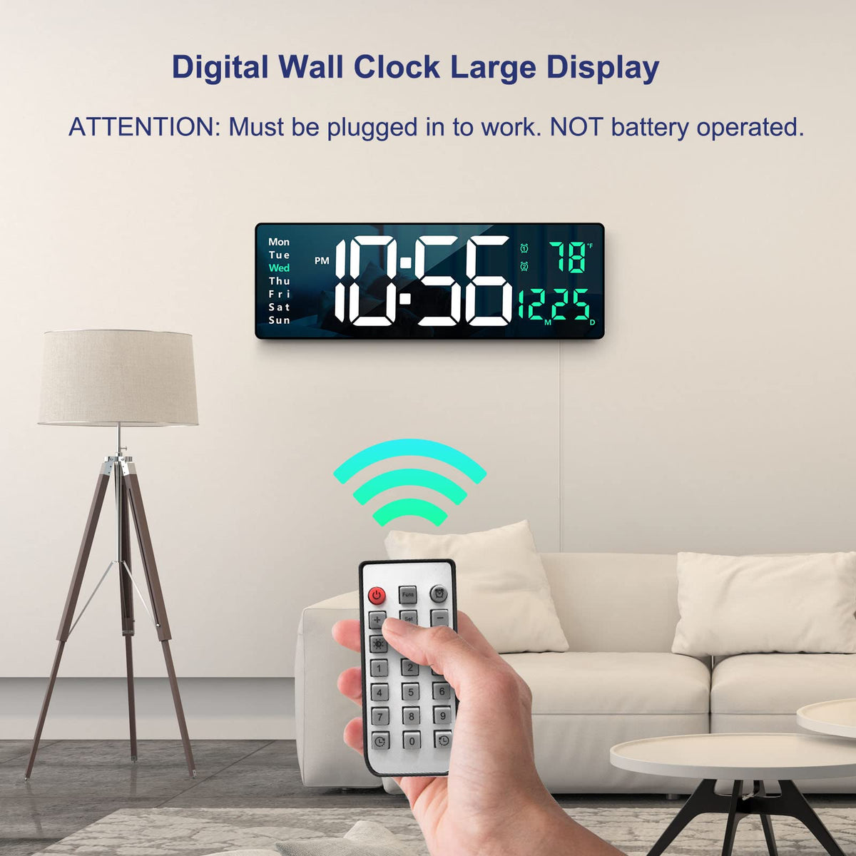 Digital Wall Clock Large Display 16 with Remote Control for - Abovsare Official Imagery - 4