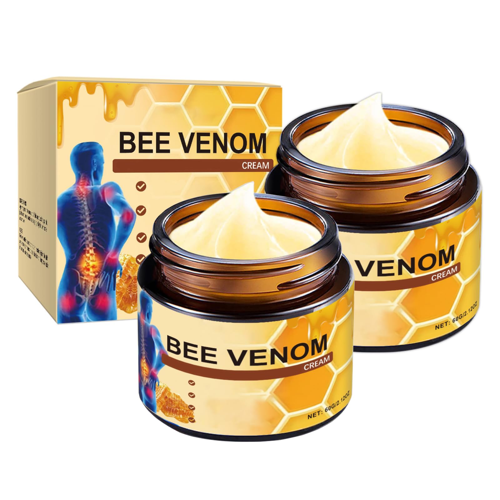 OSFRIAGE Bee Venom Joint Gel for back, knee, and neck pain relief, 60g, two-pack, skin moisturizer and soothing gel.
