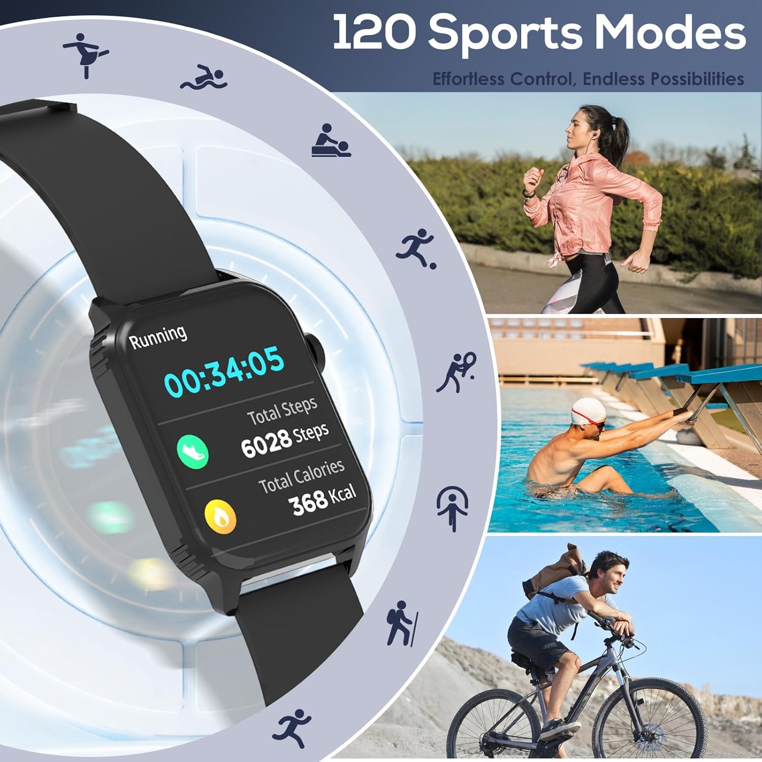 TRAUSI Smart Watch for Men, 120 Sports Modes Smartwatch with 1.83" HD, - View 5