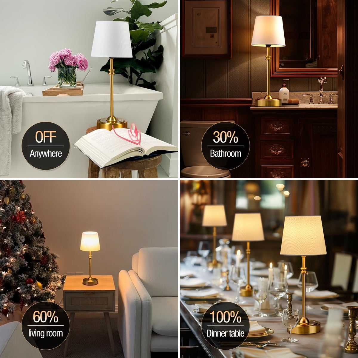 ONEWISH Cordless Lamp Battery Operated Table lamp 4000mAh - ONEWISH Official Imagery - 7