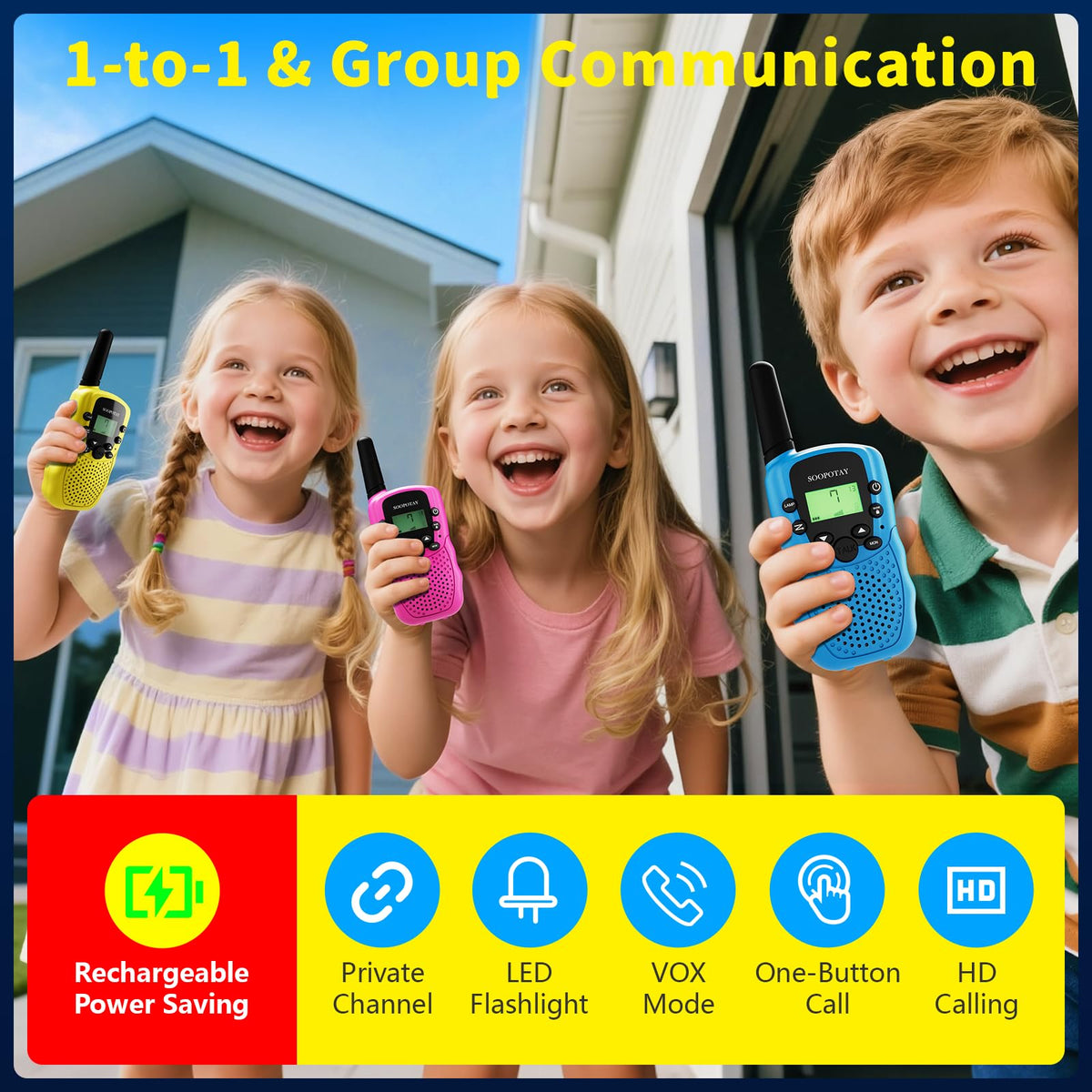 Rechargeable Walkie Talkies for Kids Games Gifts Toys for - Soopotay Official Imagery - 3
