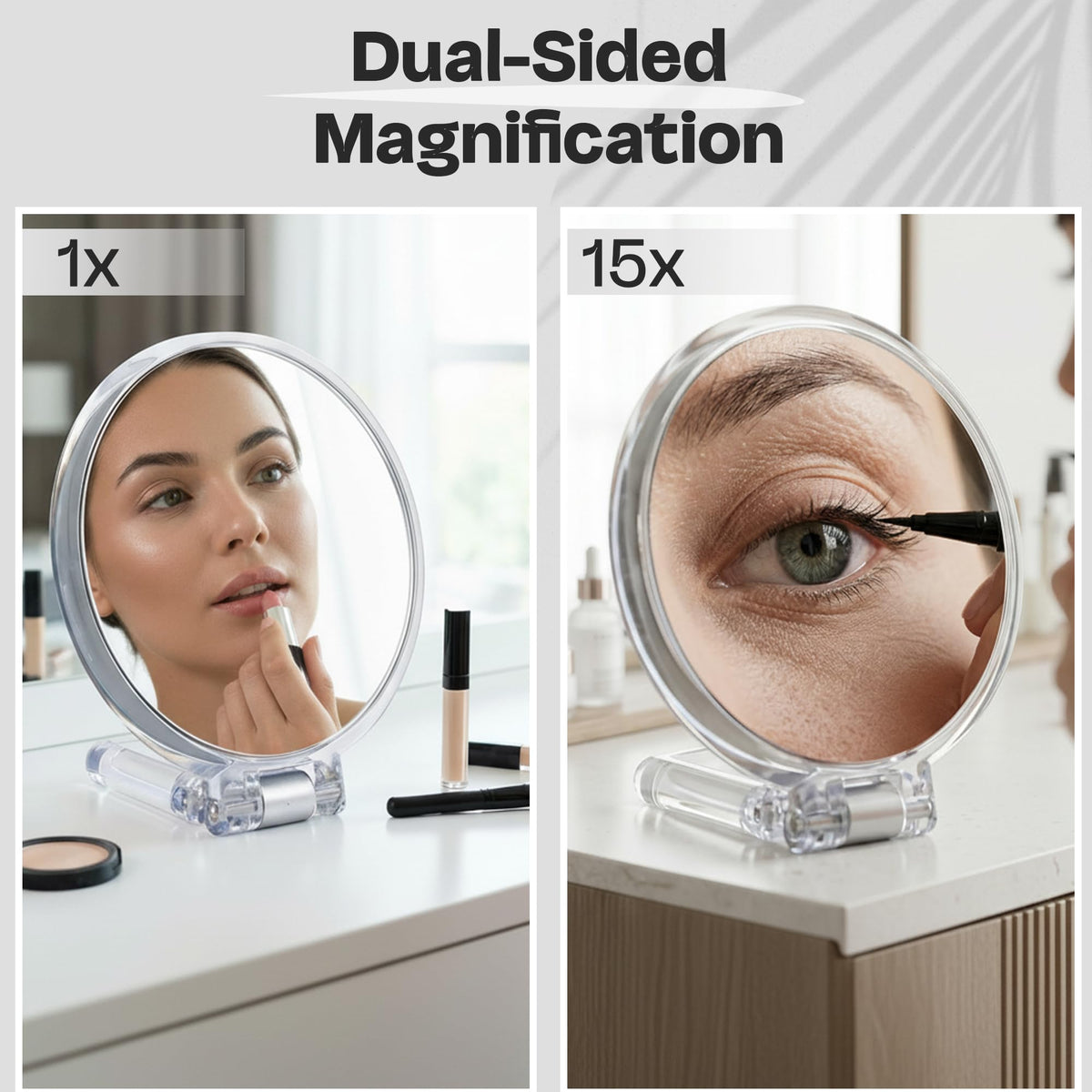 Danielle Magnification Folding Makeup Mirror 15X Acrylic - DC DANIELLE Official Imagery - 4