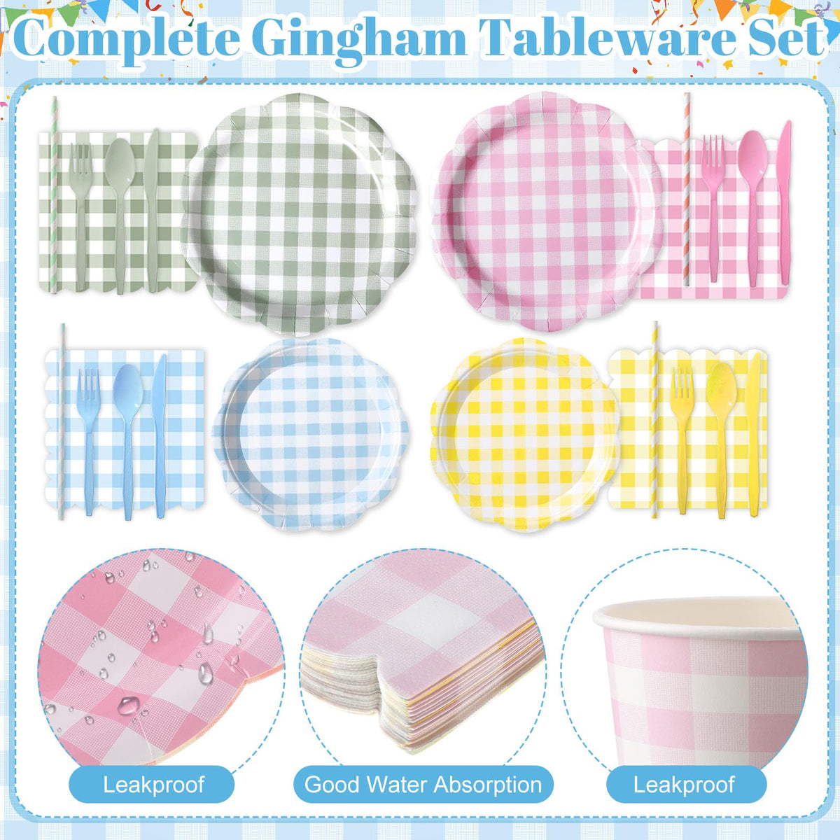 450 Pcs Tableware Set Serve 50 Pastel Gingham - Widecook Official Imagery - 5