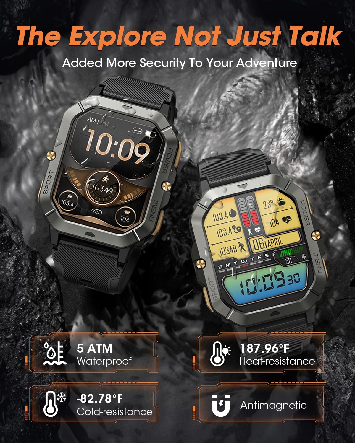DEKELIFE Military Smart Watches for Men  , 2.02'' Fitness Smart Watch - View 2
