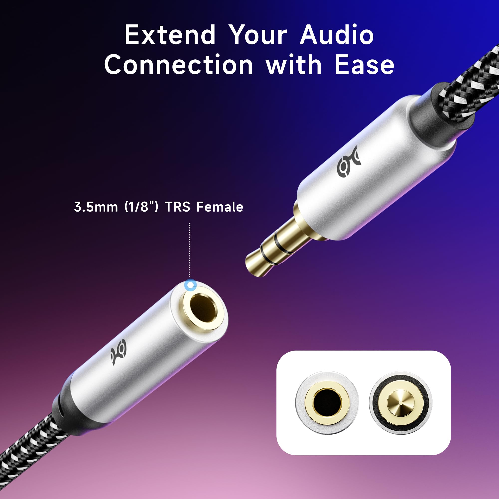 Cable Matters 2-Pack Headphone Extension Cable, 3.5mm Aux Extende by Cable Matters - Angle View 3