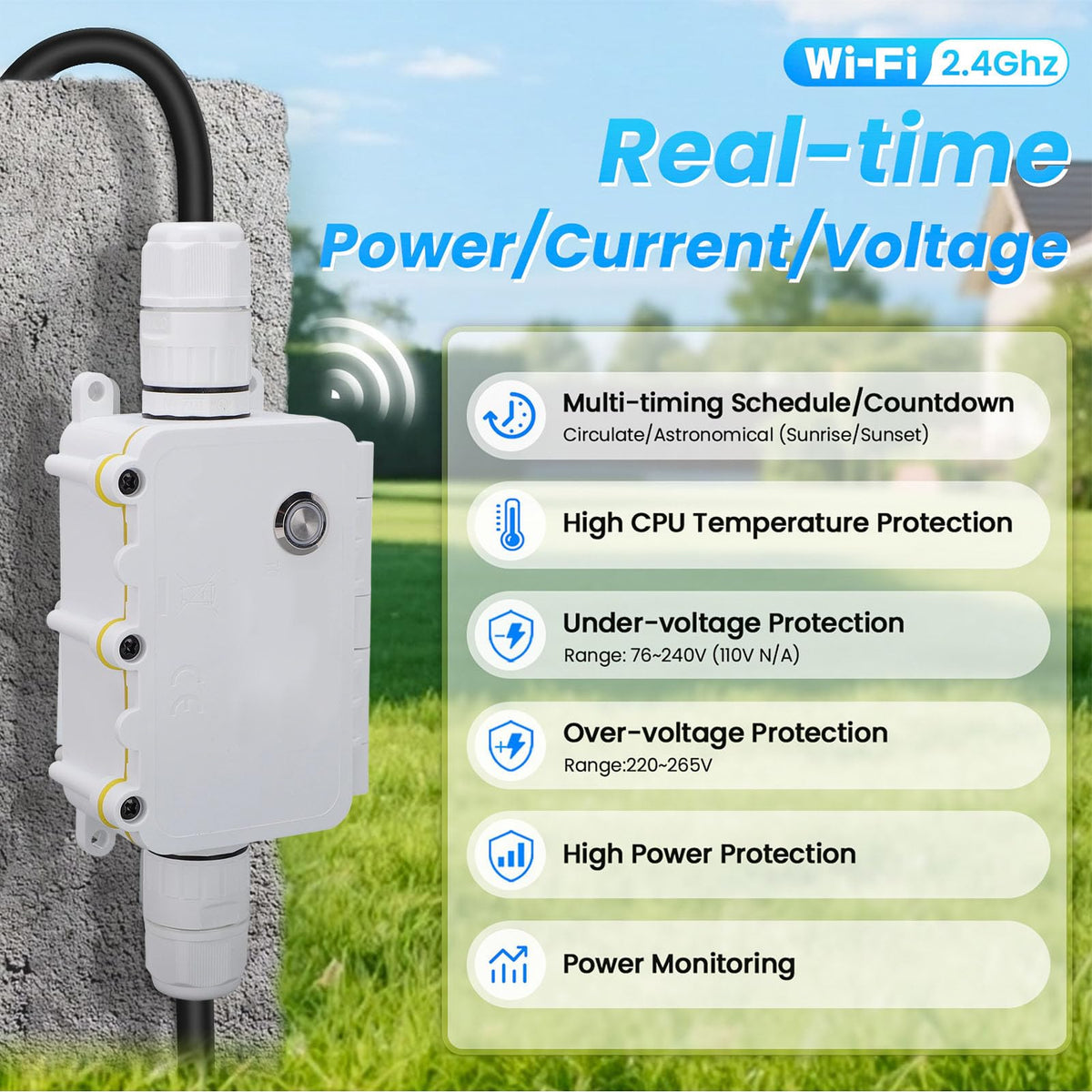 Outdoor WiFi Smart Timer Switch 16A Water Proof Box with APP - YUEHISY Official Imagery - 6