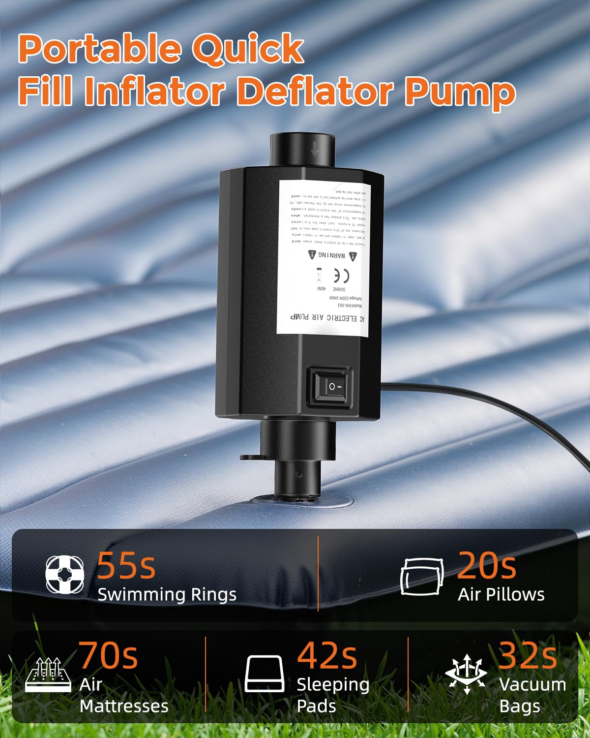 Fumxi Quick-Fill Inflatable Bed Pump,Electric Air Pump Inflator/Deflat - View 4