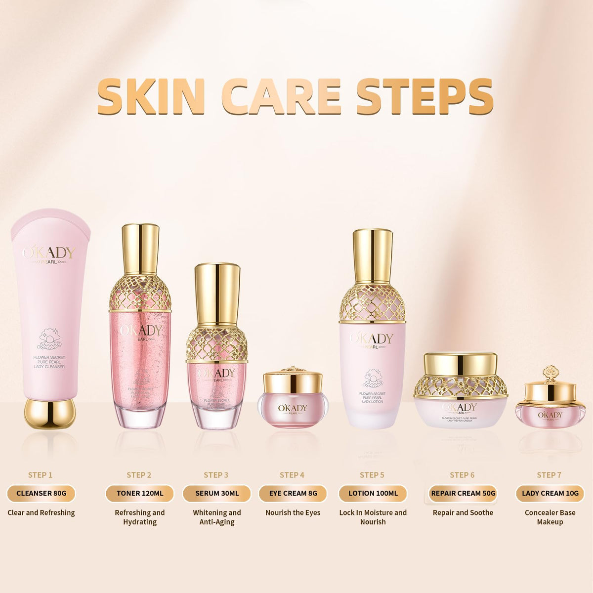 Luxury 7 in 1 Anti Aging Skin Care Set for Women Cleanser - AESTHTANY Official Imagery - 8