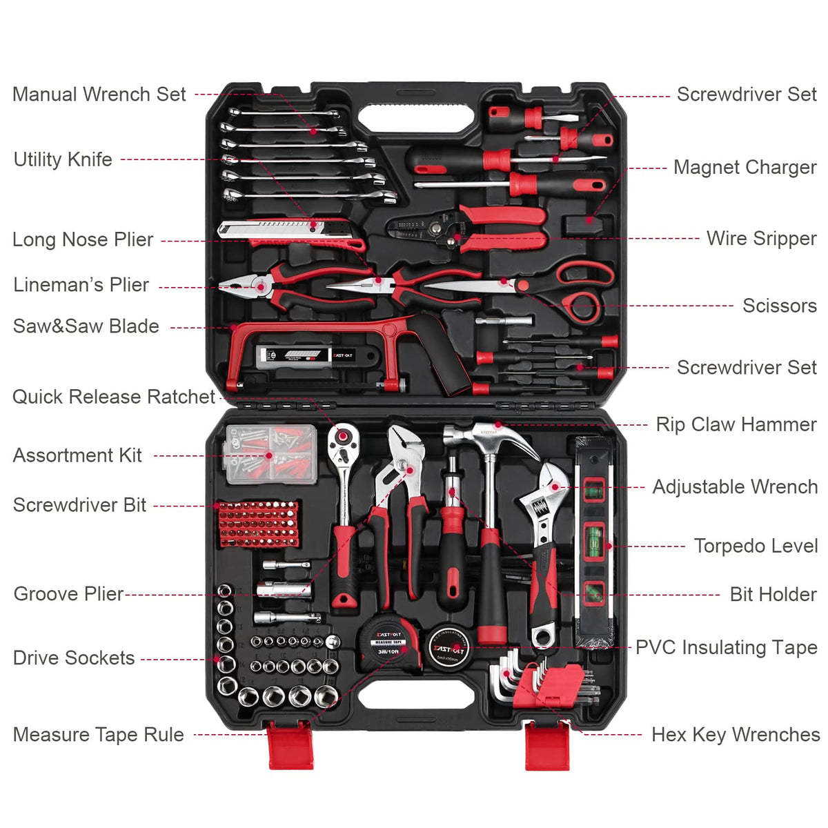 Eastvolt 218 Piece Household Tool Kit Auto Repair Tool Set - Eastvolt Official Imagery - 3