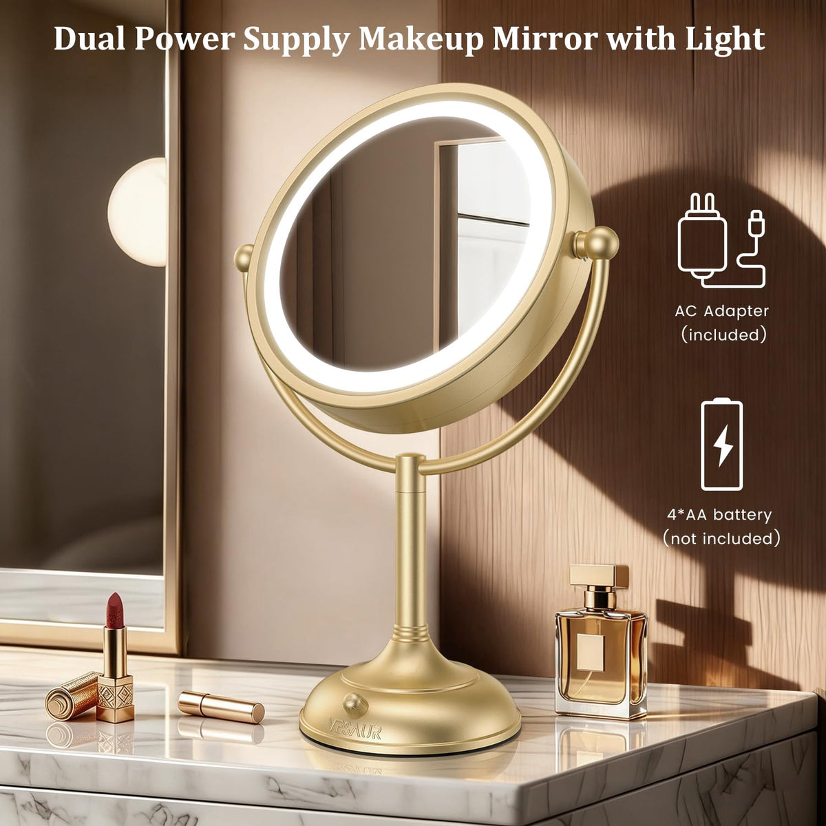 Professional 8 5 Large Lighted Makeup Mirror with Brighter - VESAUR Official Imagery - 6