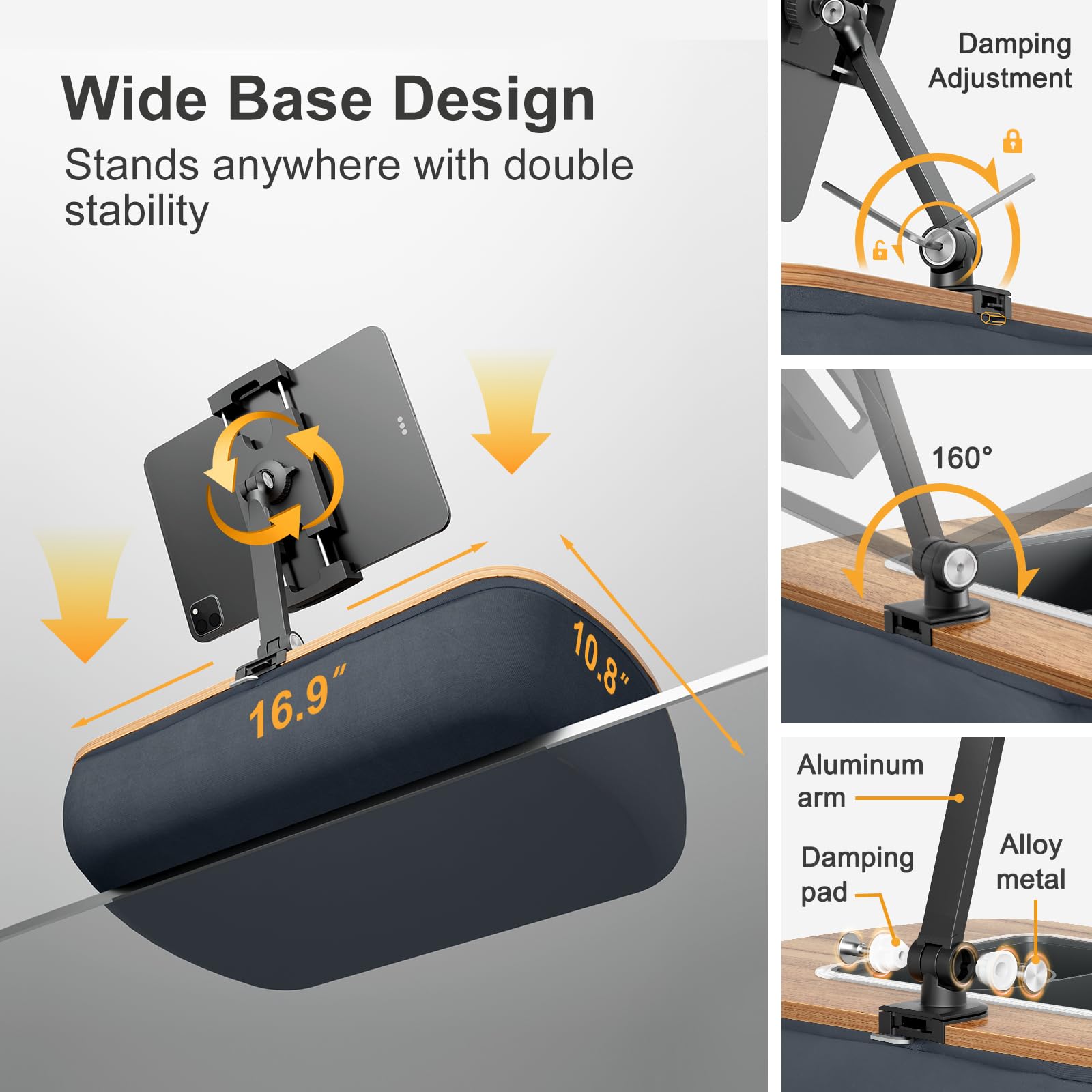 ERGONOV Tablet Pillow Stand for Lap, Adjustable iPad Holder with Snack - View 6